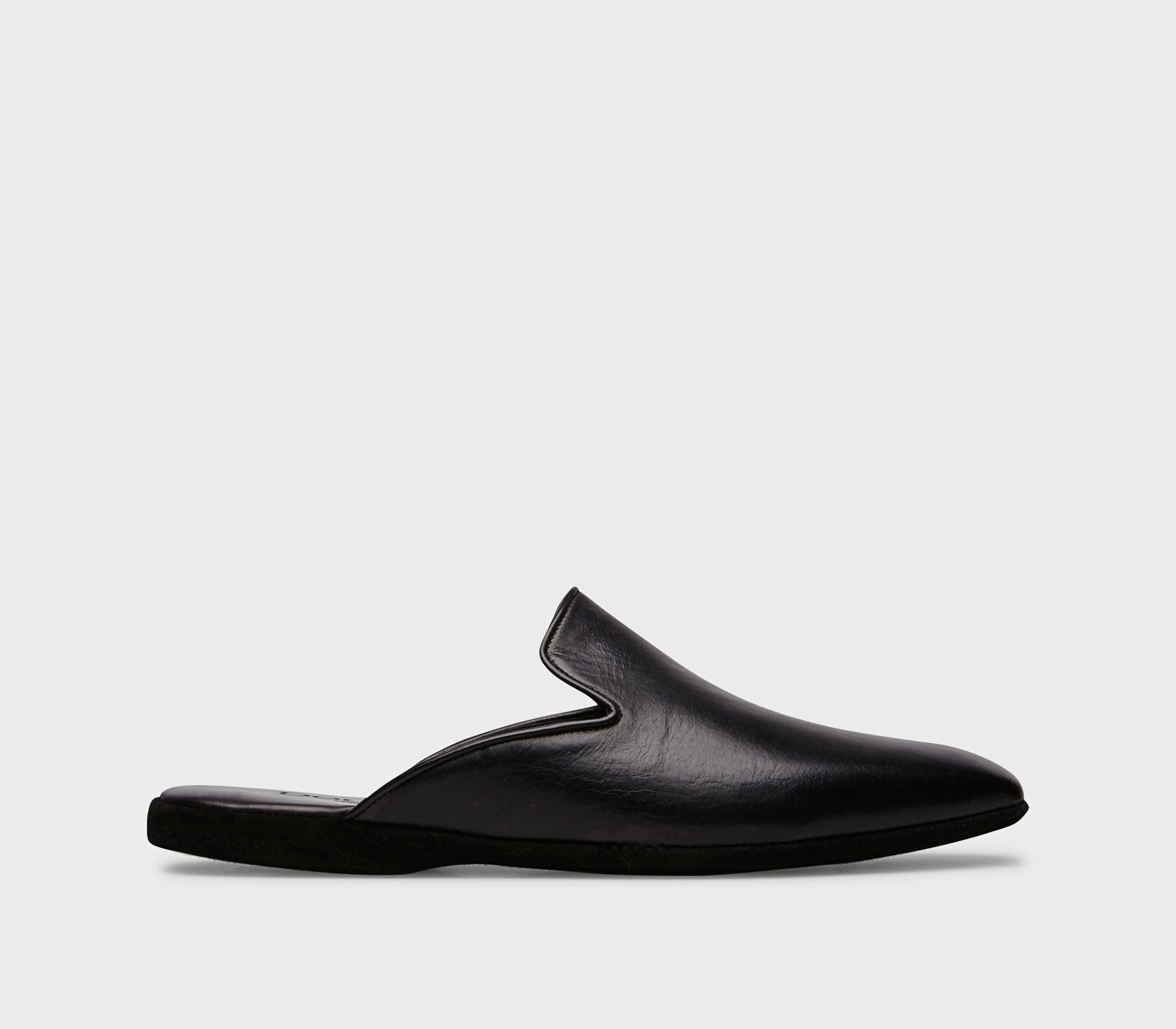 Pantofola da camera in pelle nera