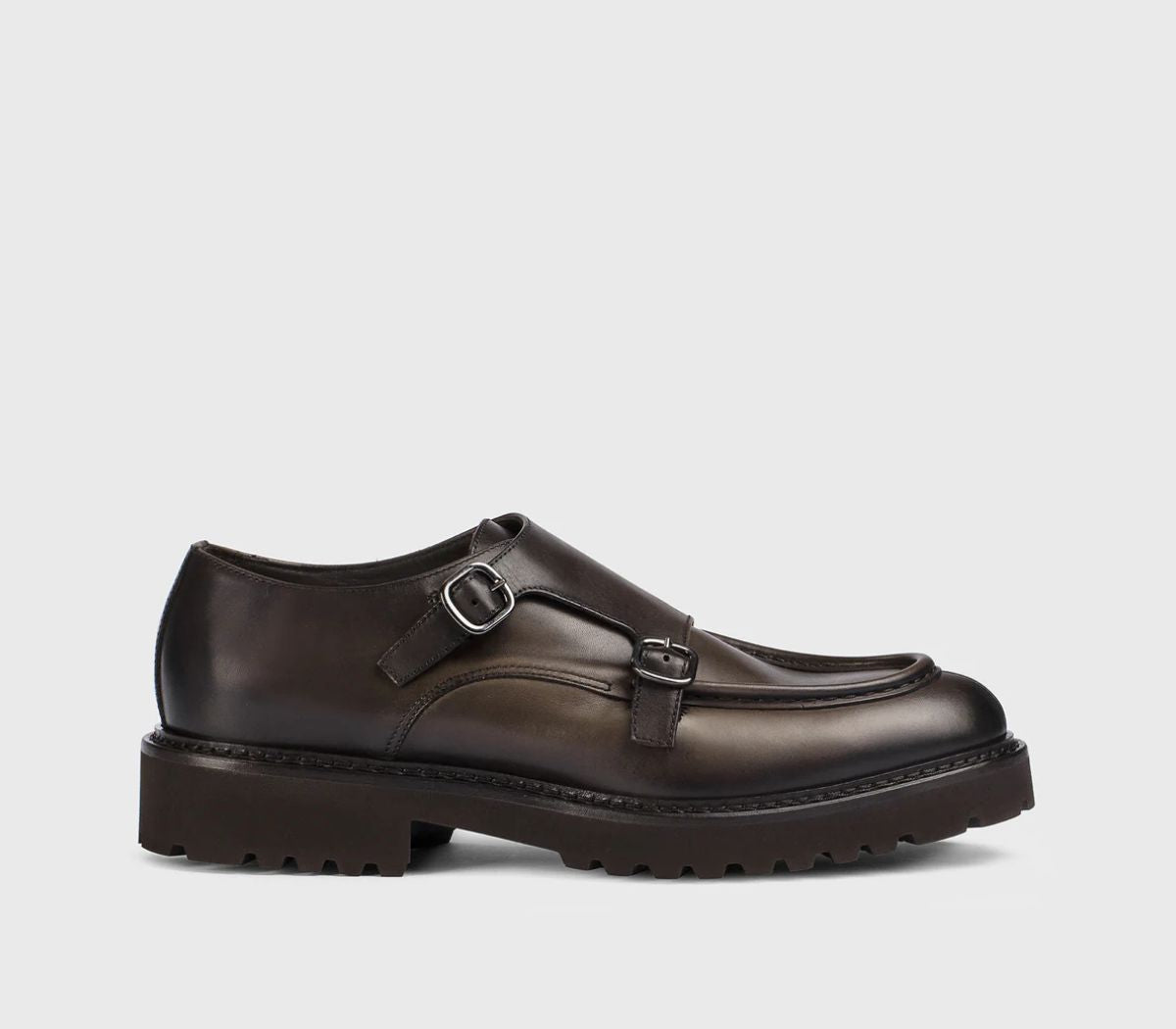 brown dress shoes buckle Men's double buckle shoe in sienna brown leather