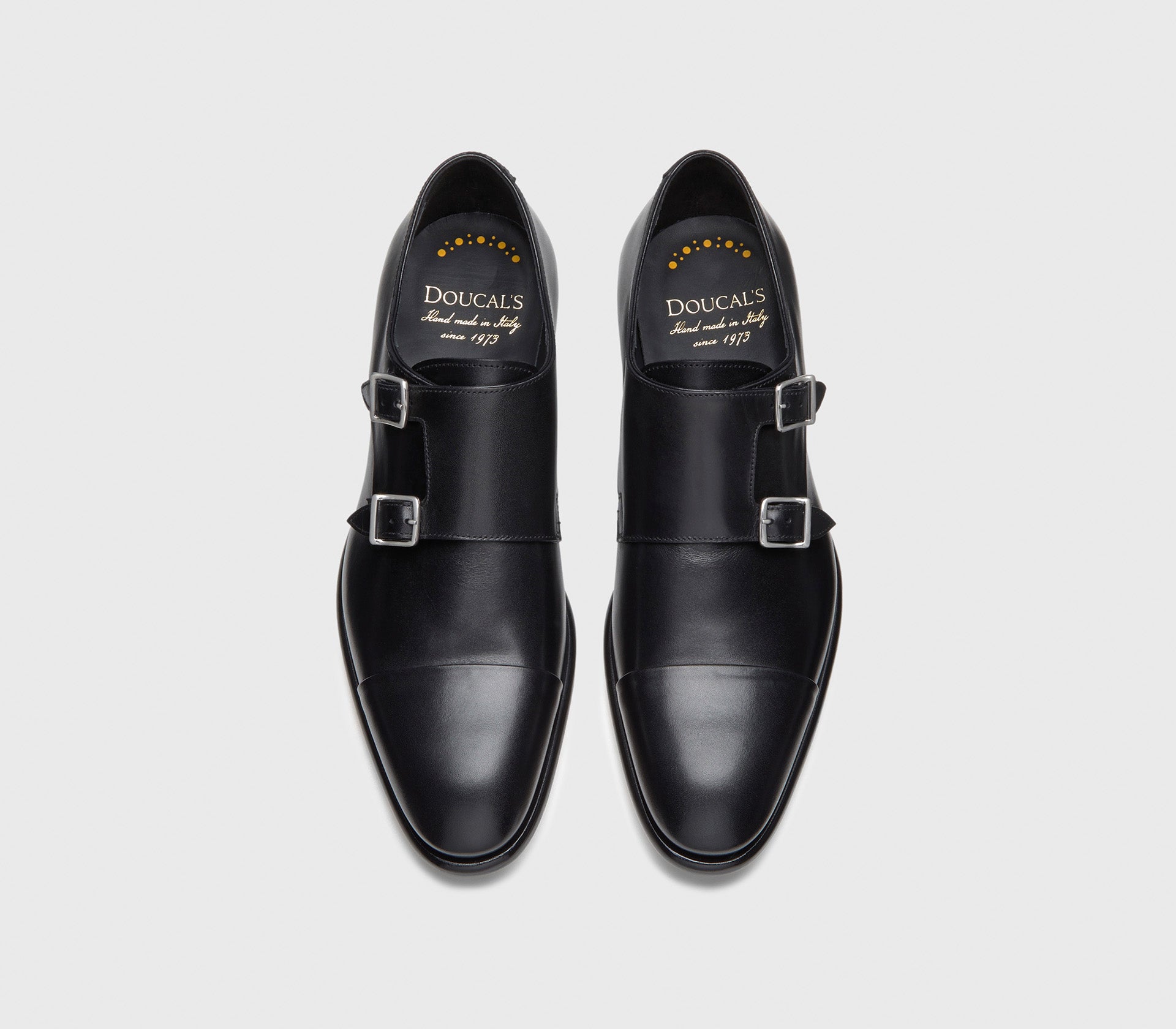 Chaussures à double boucle en cuir noir