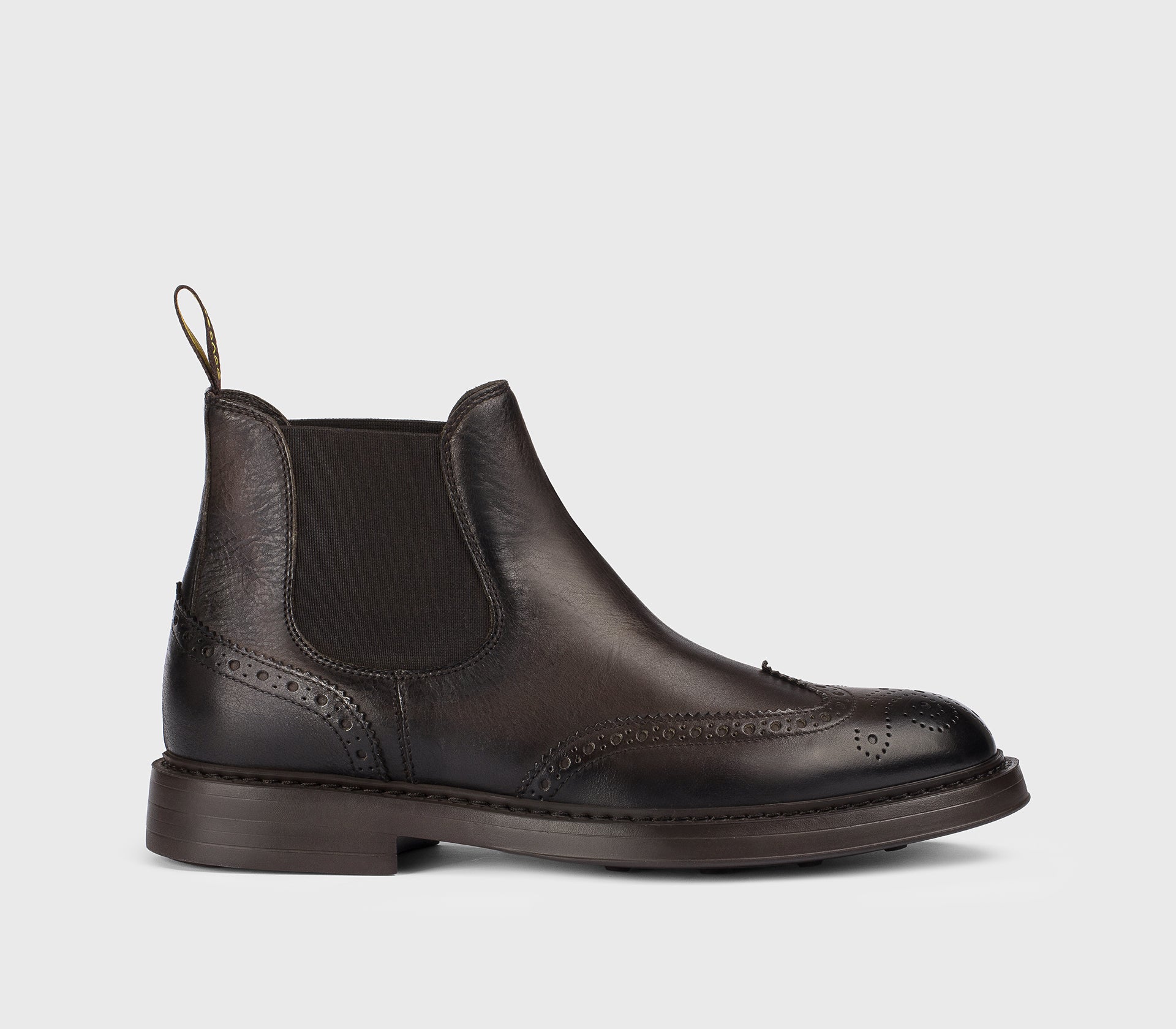 Dark brown leather dovetail ankle boot