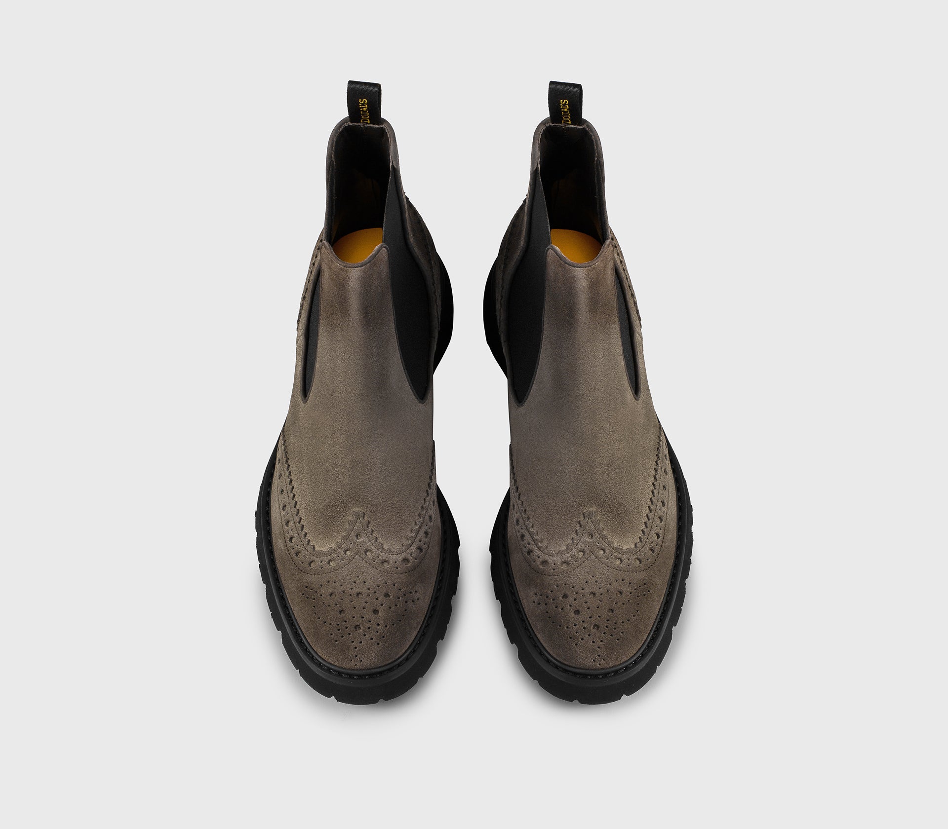 “Espresso”-coloured suede dovetail ankle boot