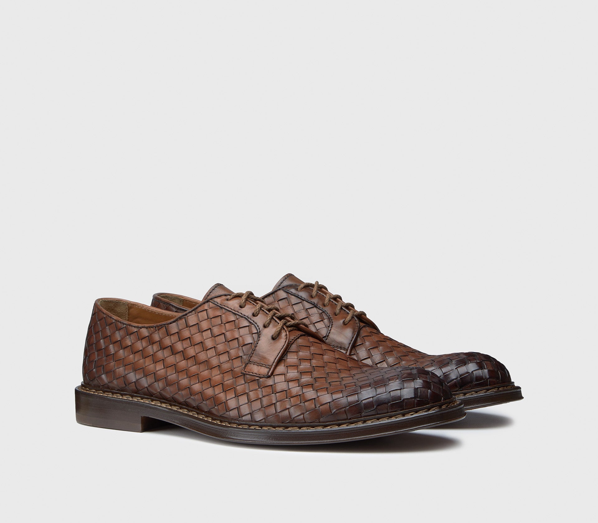 DU3142PHOEUY195MC00 - Stringate in pelle intrecciata cuoio