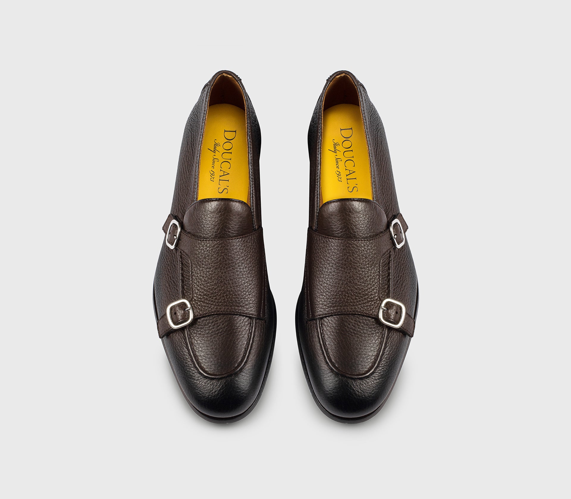 DU3160PANNUF054TM00 - Mocassino doppia fibbia in pelle di cervo testa di moro