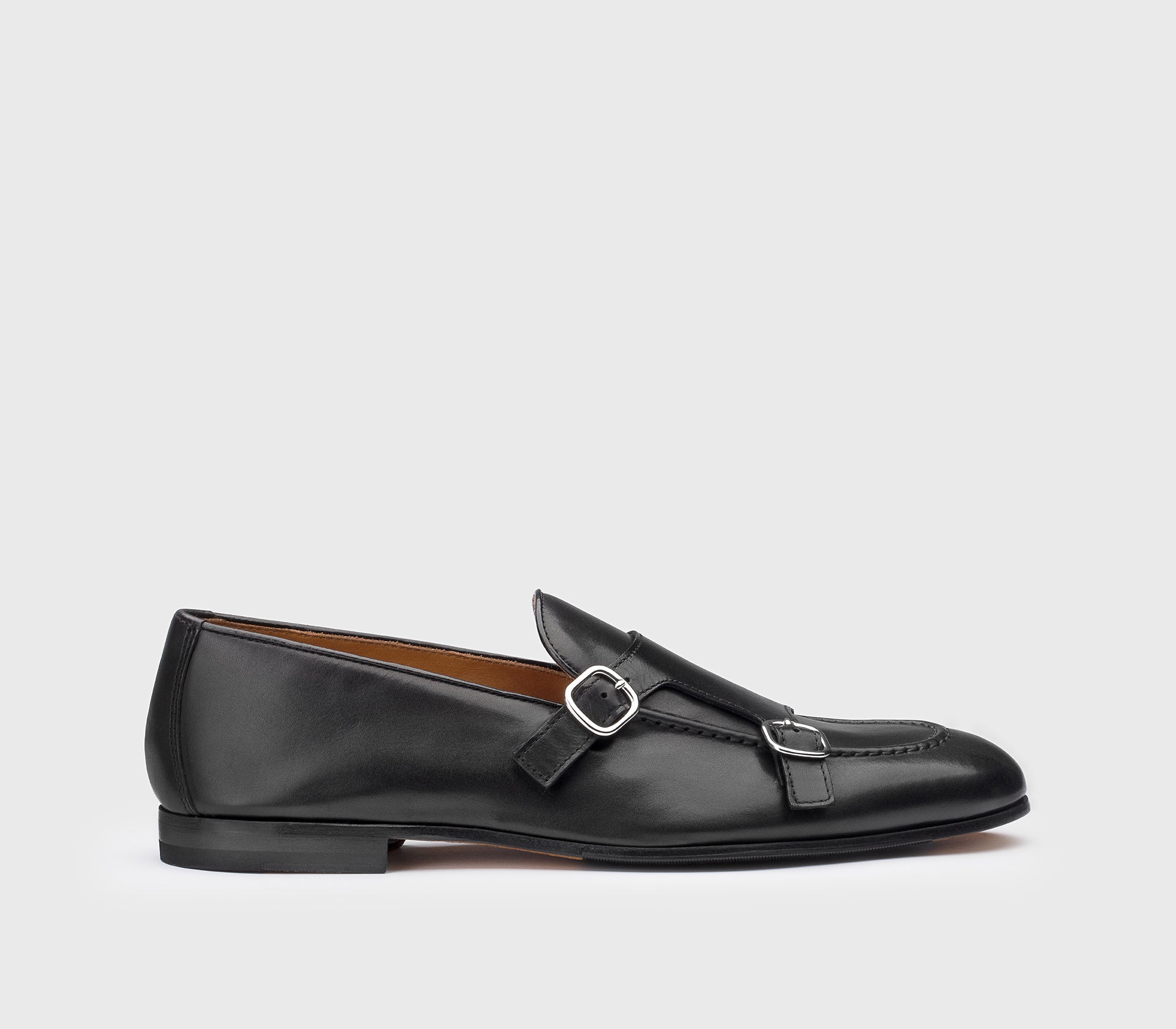 Men's buckle loafer in leather | black - Doucal's