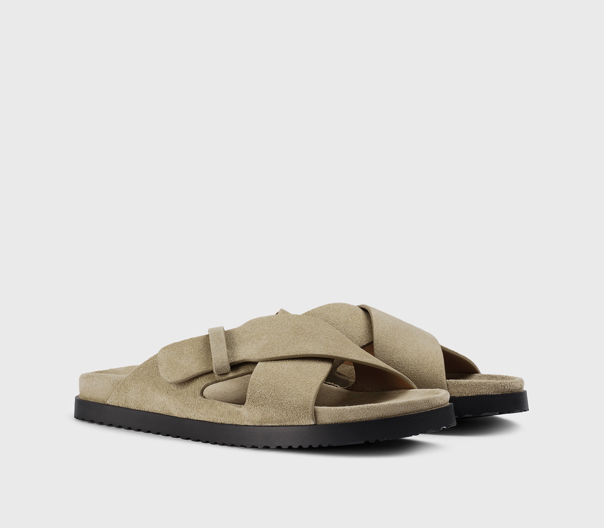 DU3180NECKPF772NC15 - Sandalo con doppia fascia incrociata in suede sabbia