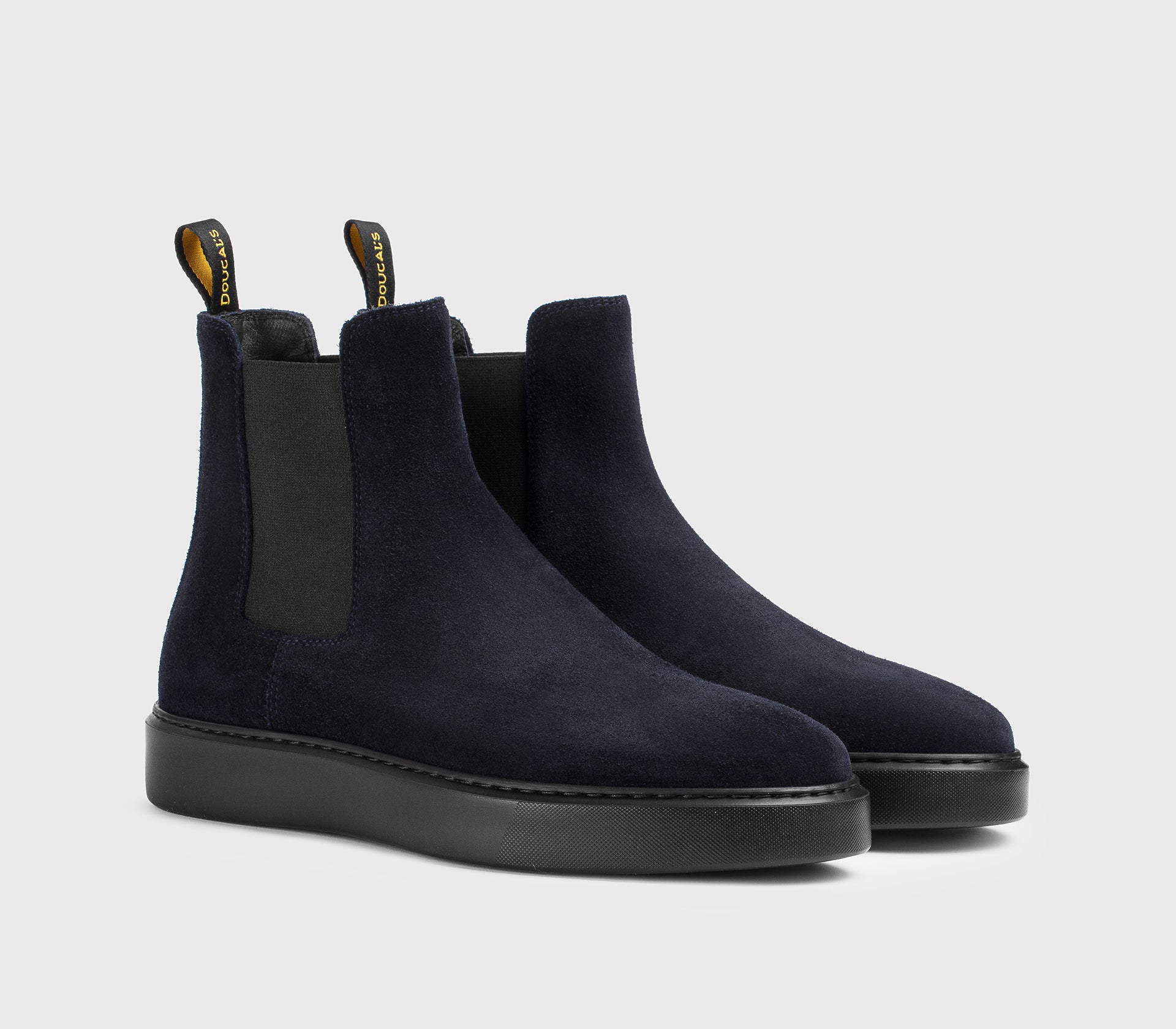 Blue suede ankle boot