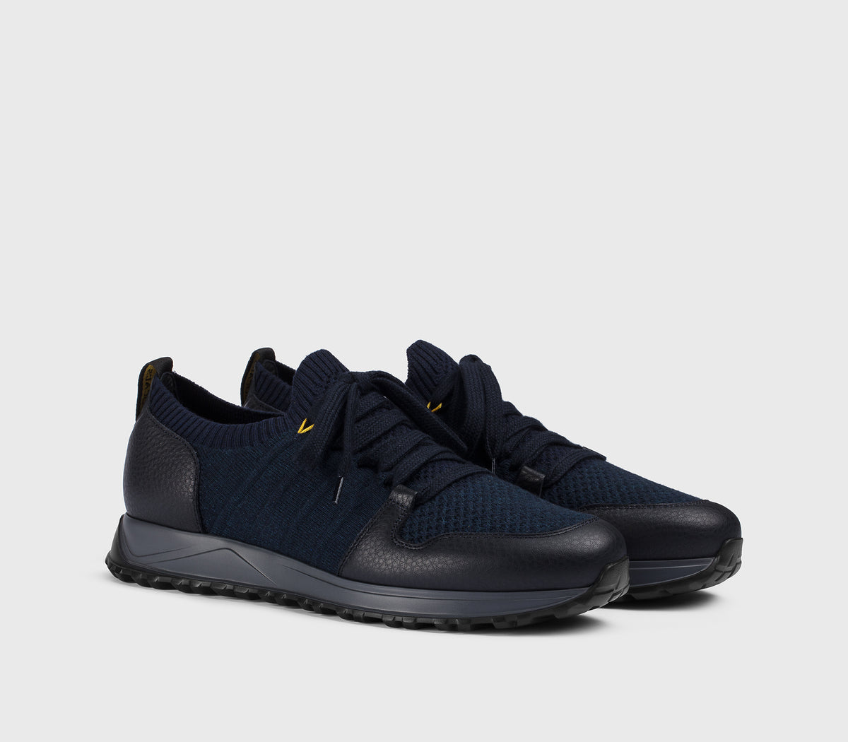 Blue and black dual material sneaker