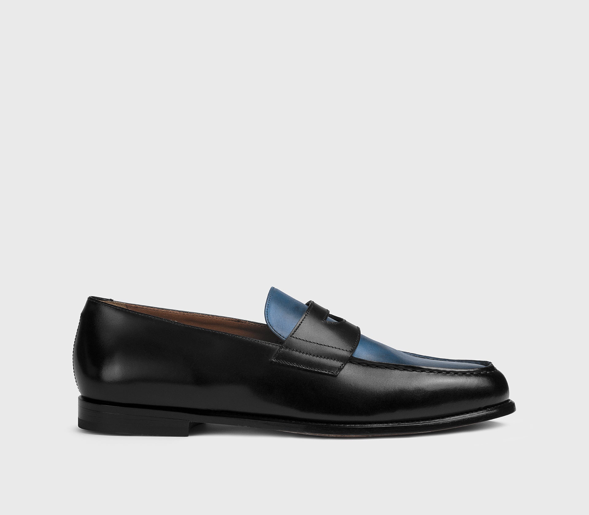 Two-tone black and light blue leather “Mario 50” loafer