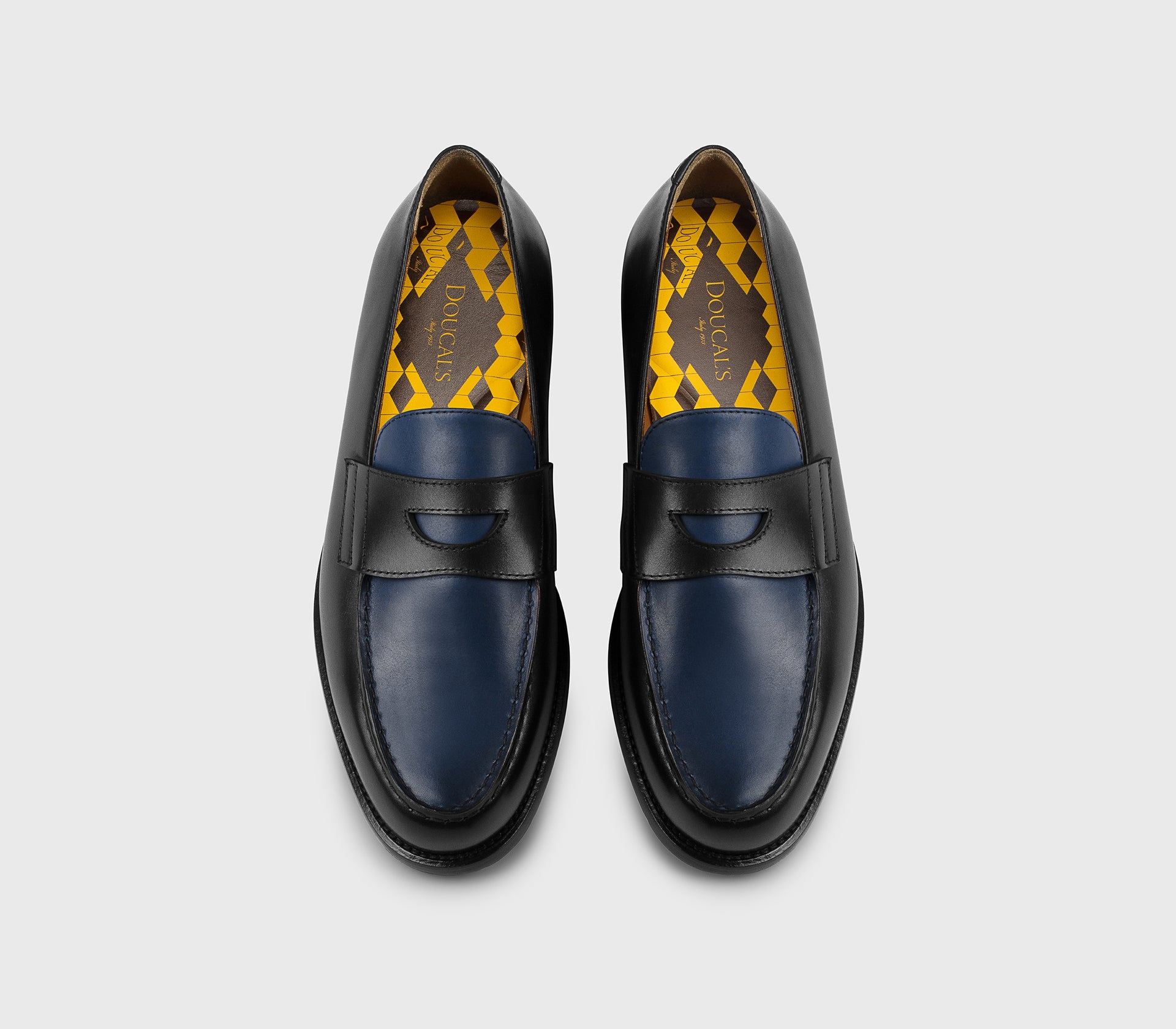 Mocassin « Mario 50 » en cuir bicolore noir et indigo