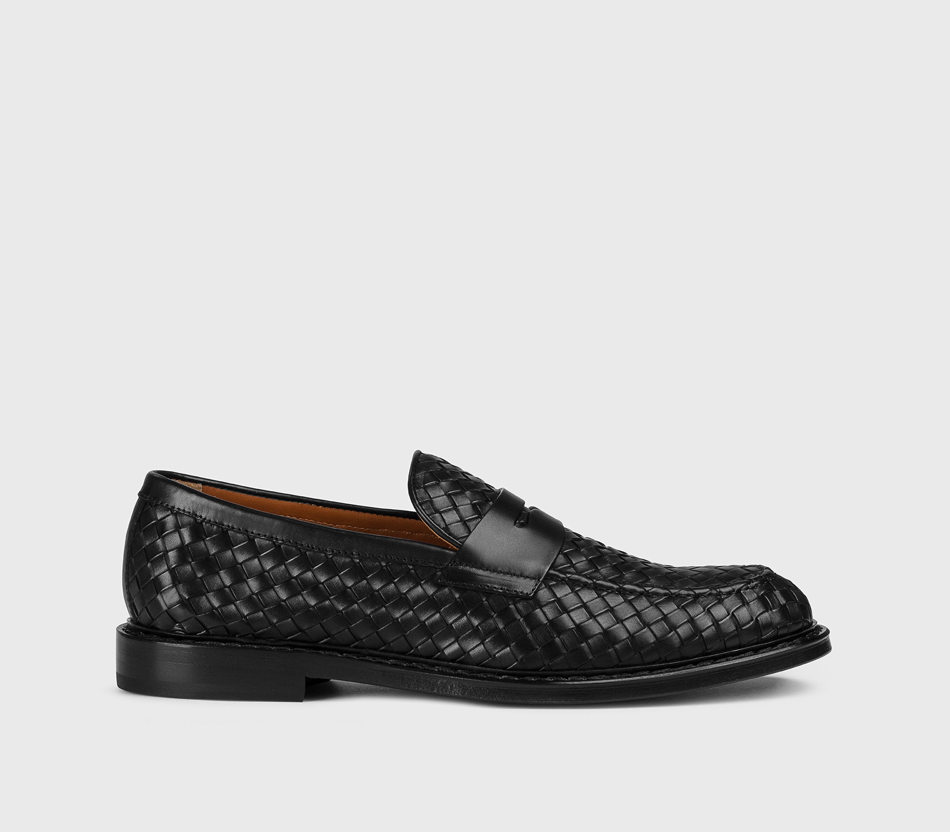 Black woven leather loafer