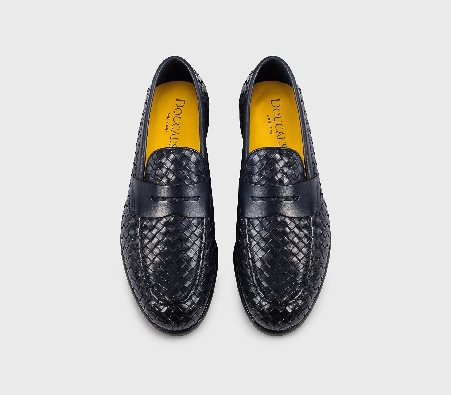 Blue woven leather loafer