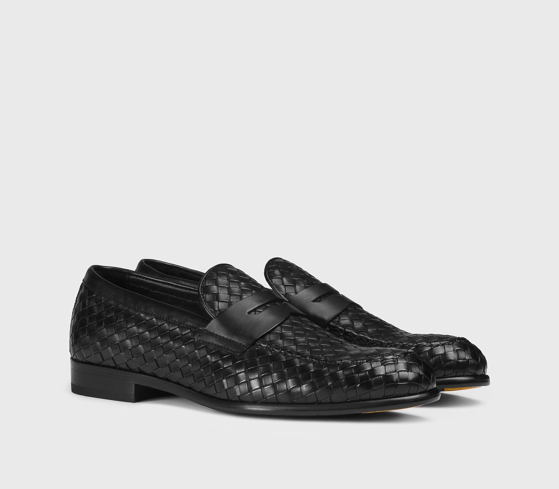 Black woven leather loafer