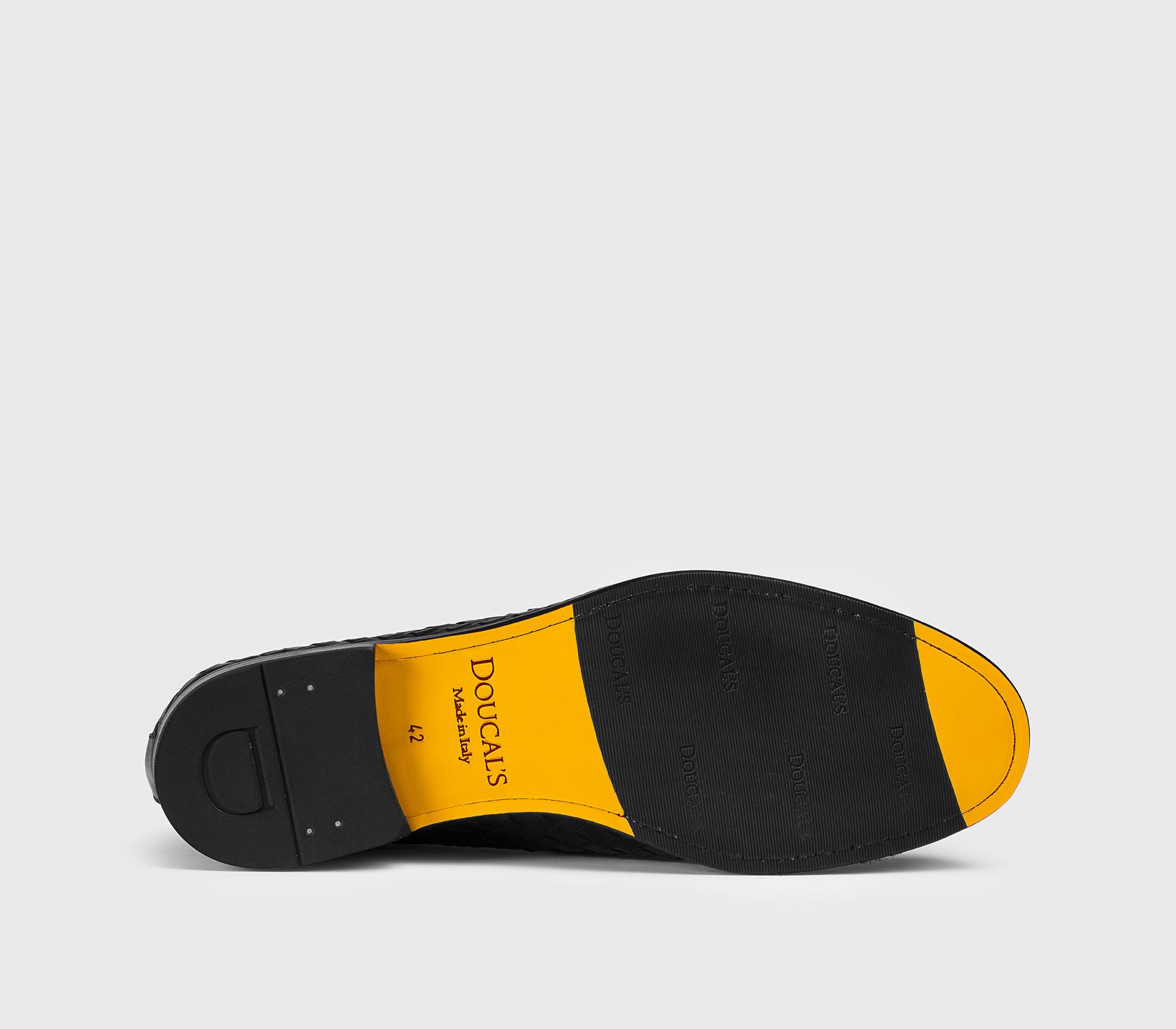 Black woven leather loafer