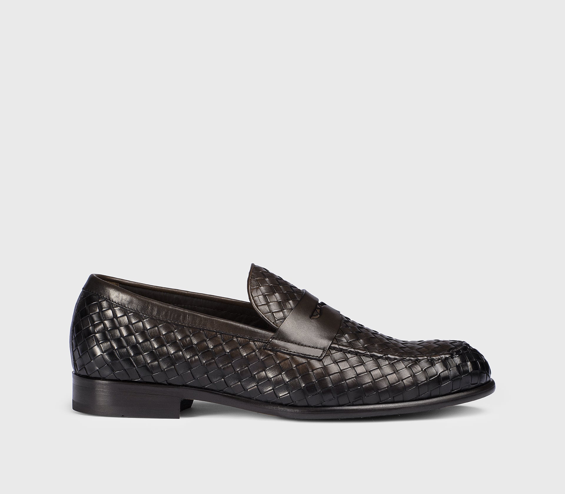 Men's woven leather loafer | dark brown - Doucal's