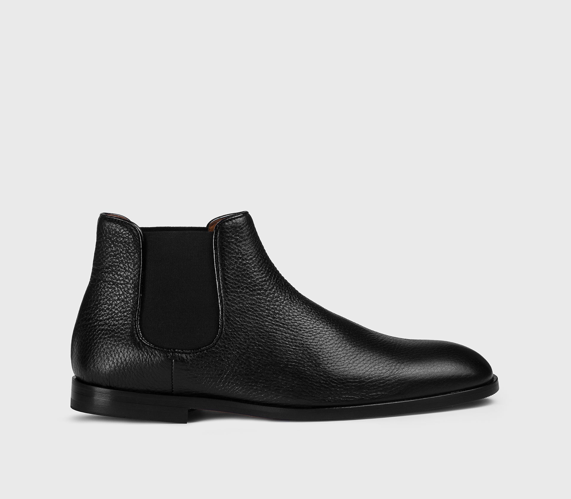 Black deerskin ankle boot
