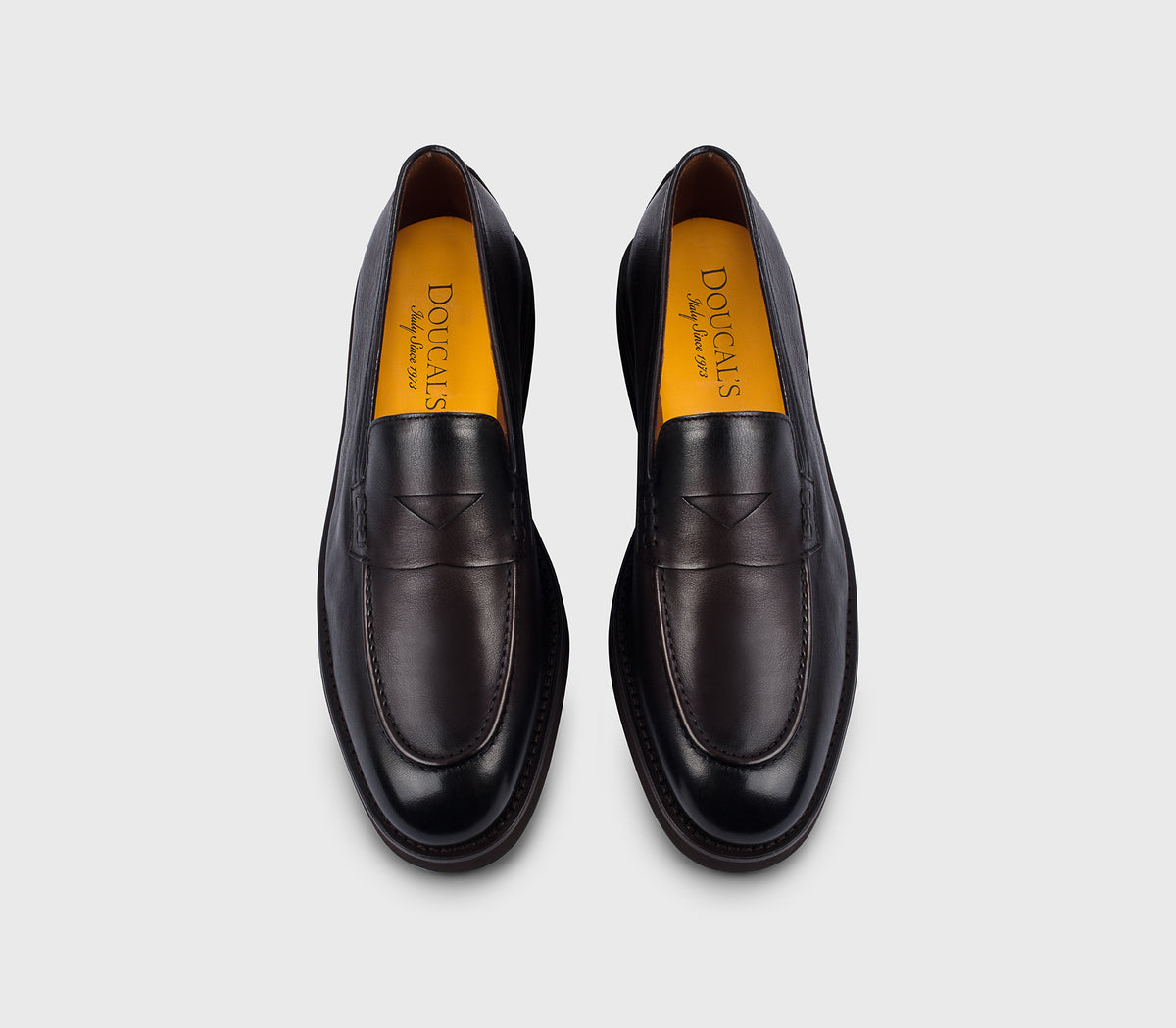 Dark brown leather penny loafer