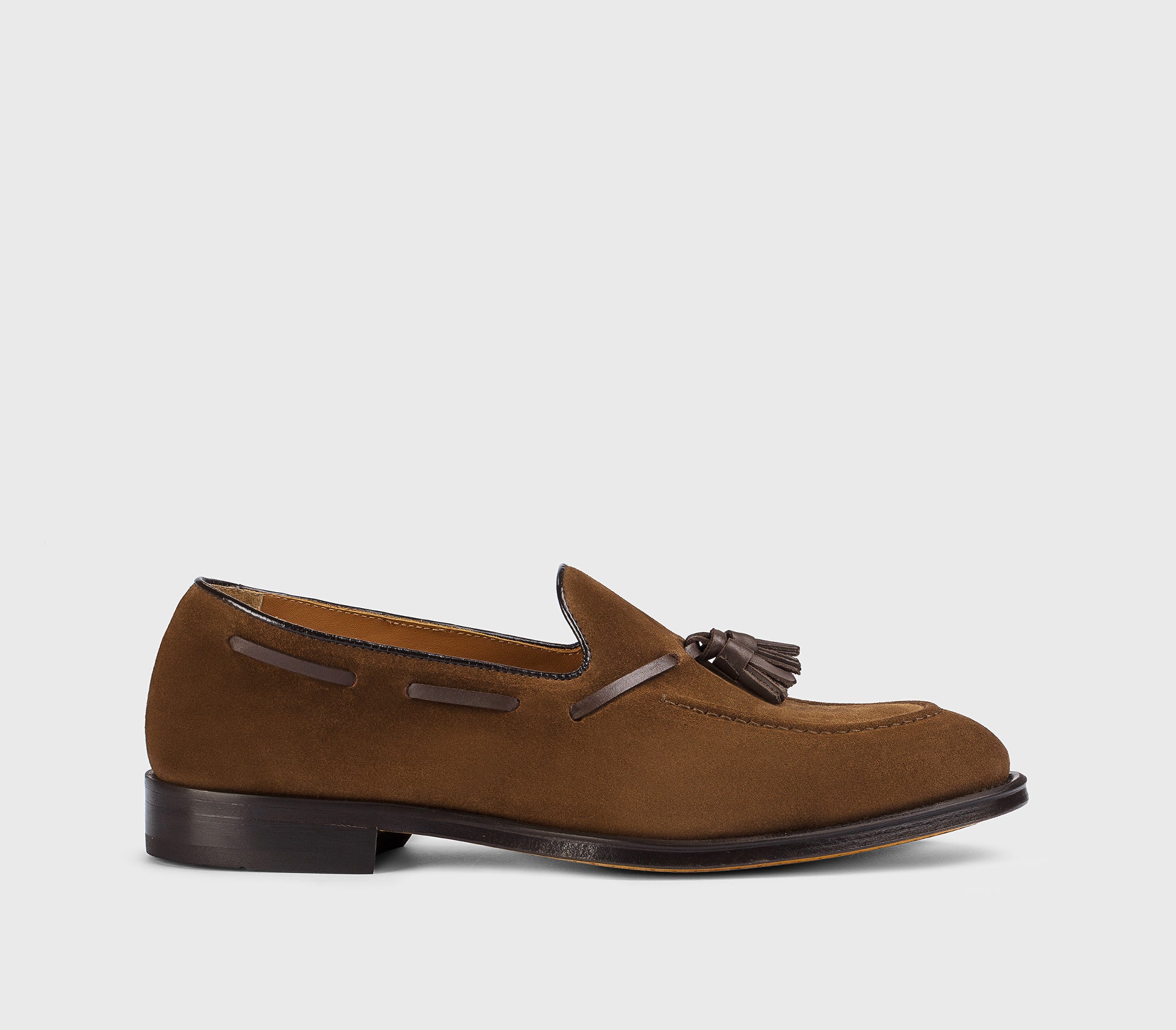 Mocassin à glands en daim marron tabac