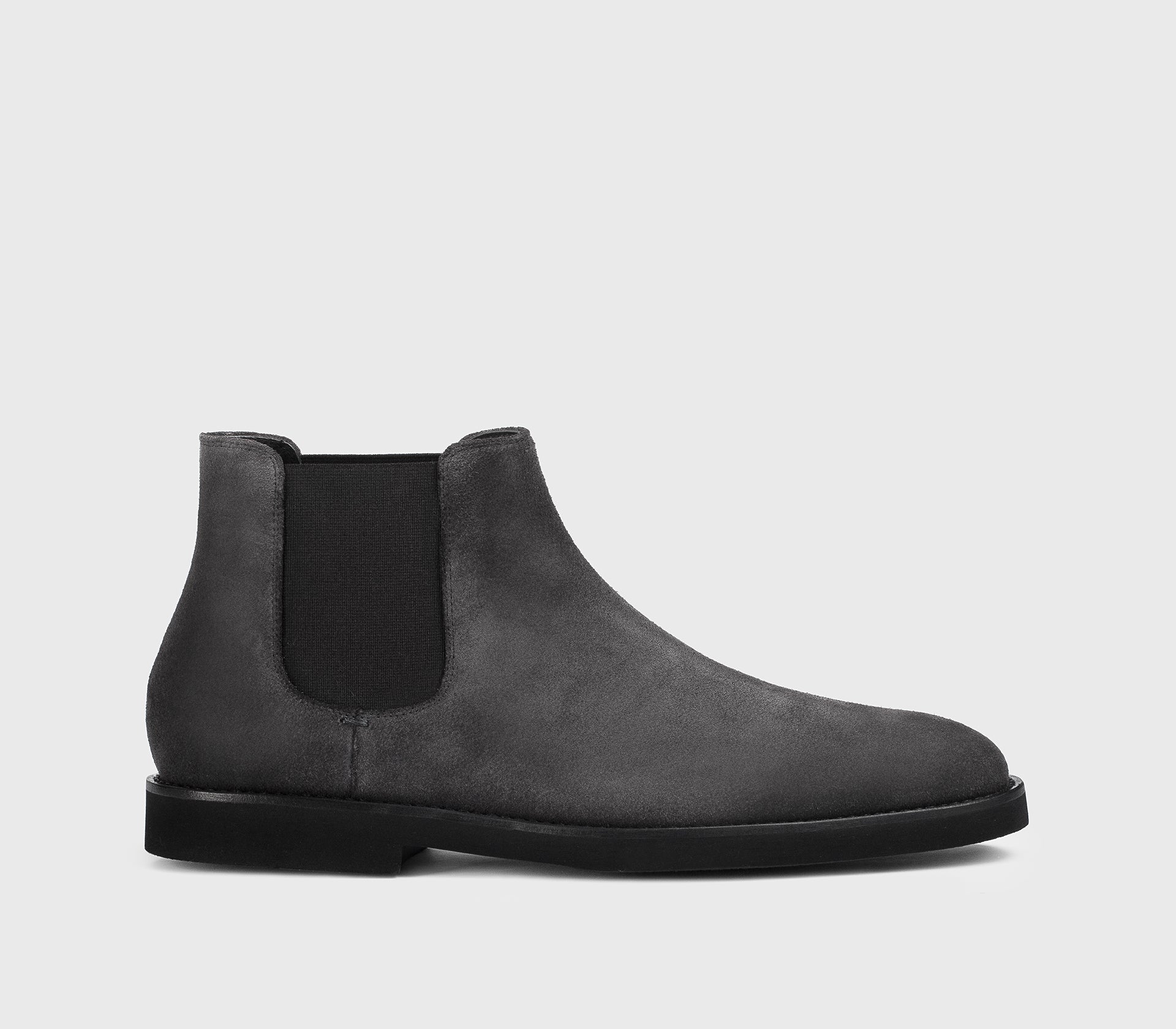 “Charcoal” grey suede ankle boot