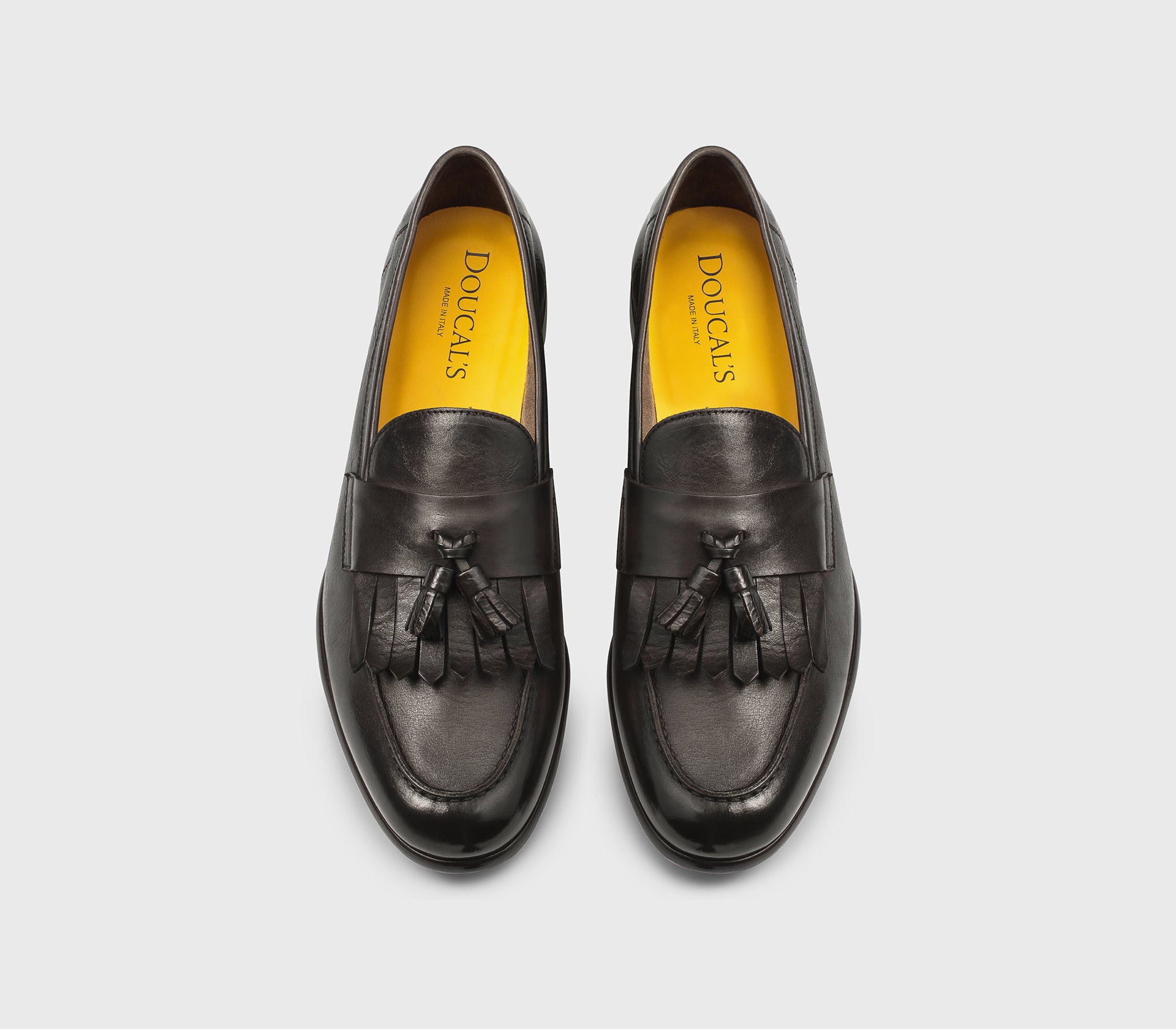 DU3399STRAUY188TM00 - Mocassino con nappine e frangia in pelle testa di moro