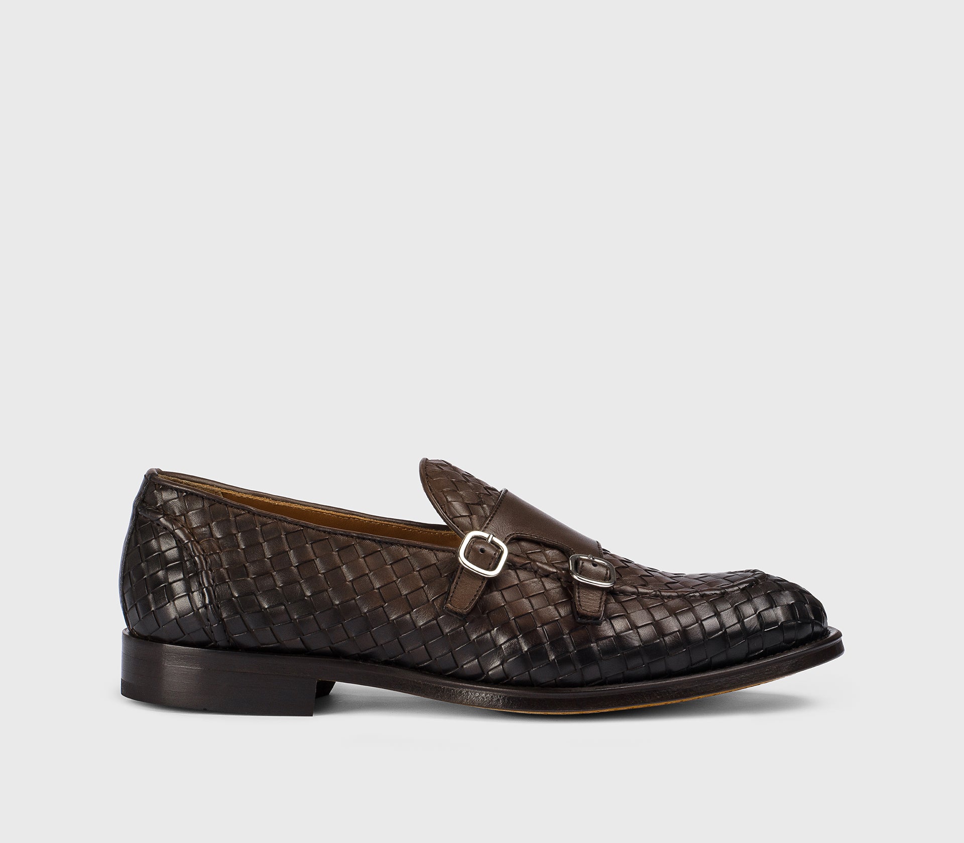 Men's woven leather buckle loafer | dark brown - Doucal's