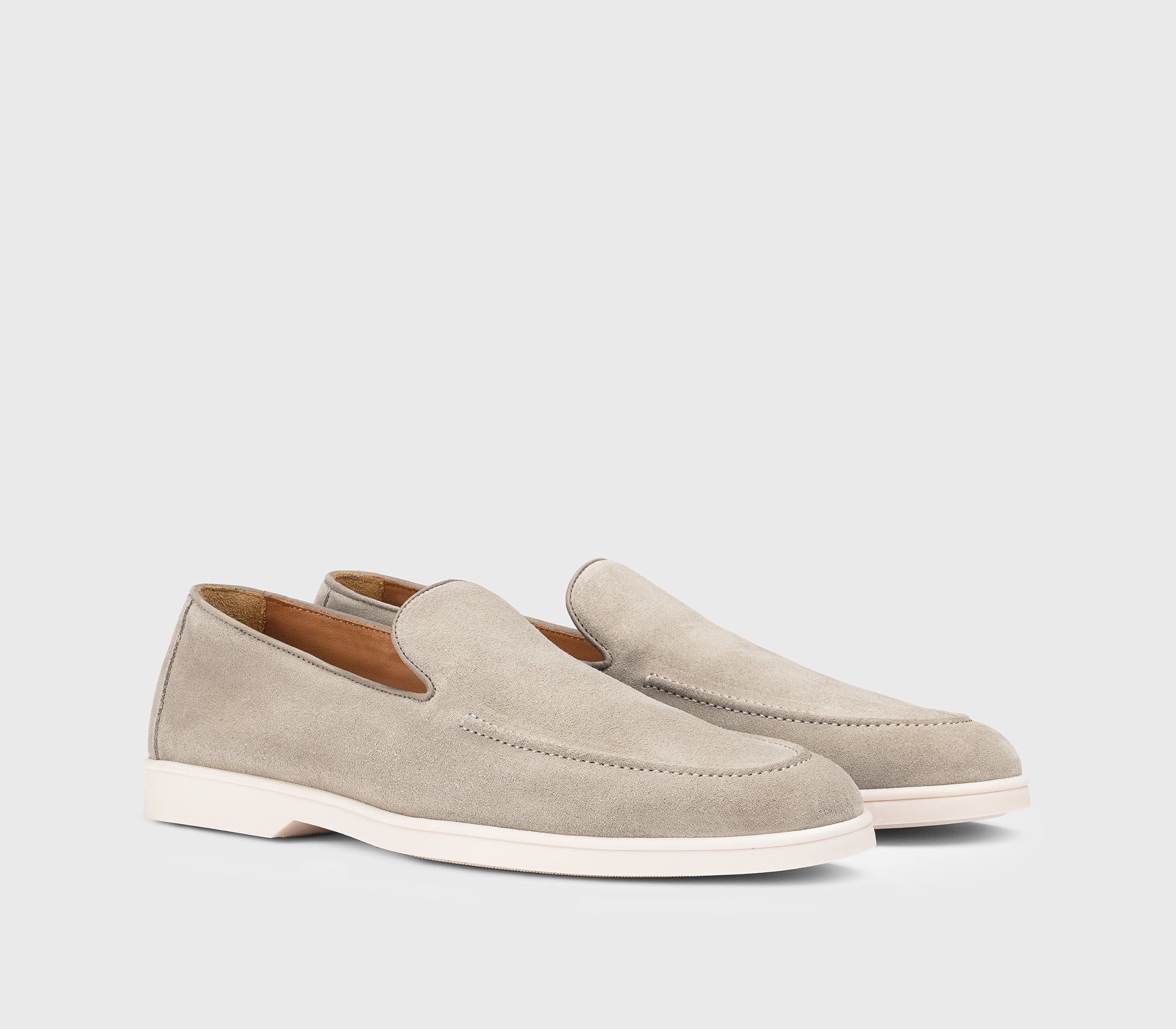 Sand-coloured suede loafer