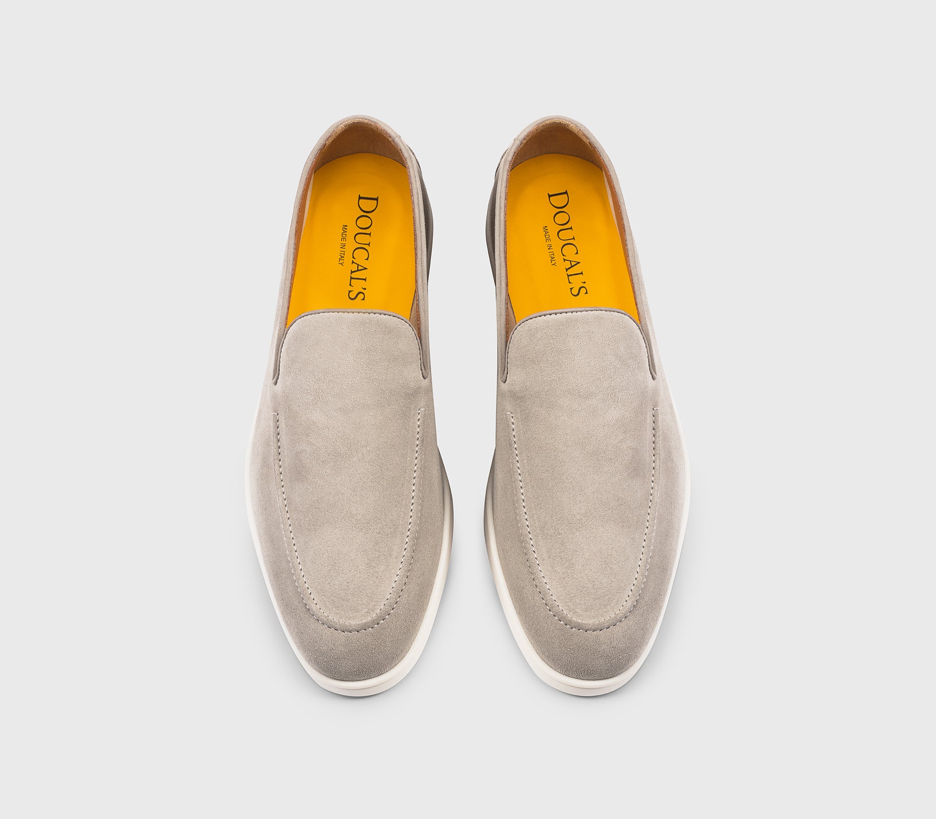 Sand-coloured suede loafer