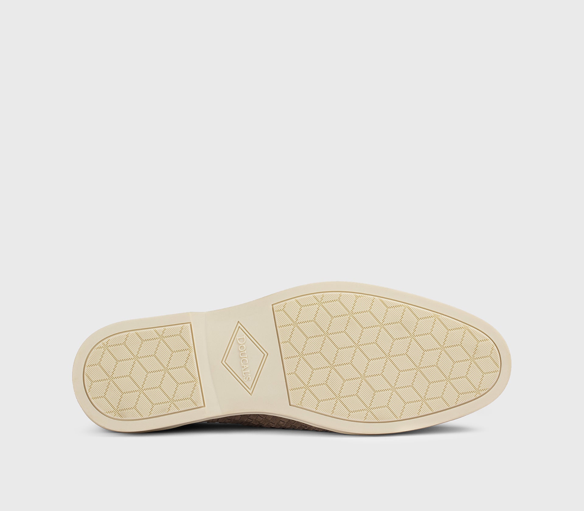 Taupe-coloured woven suede loafer