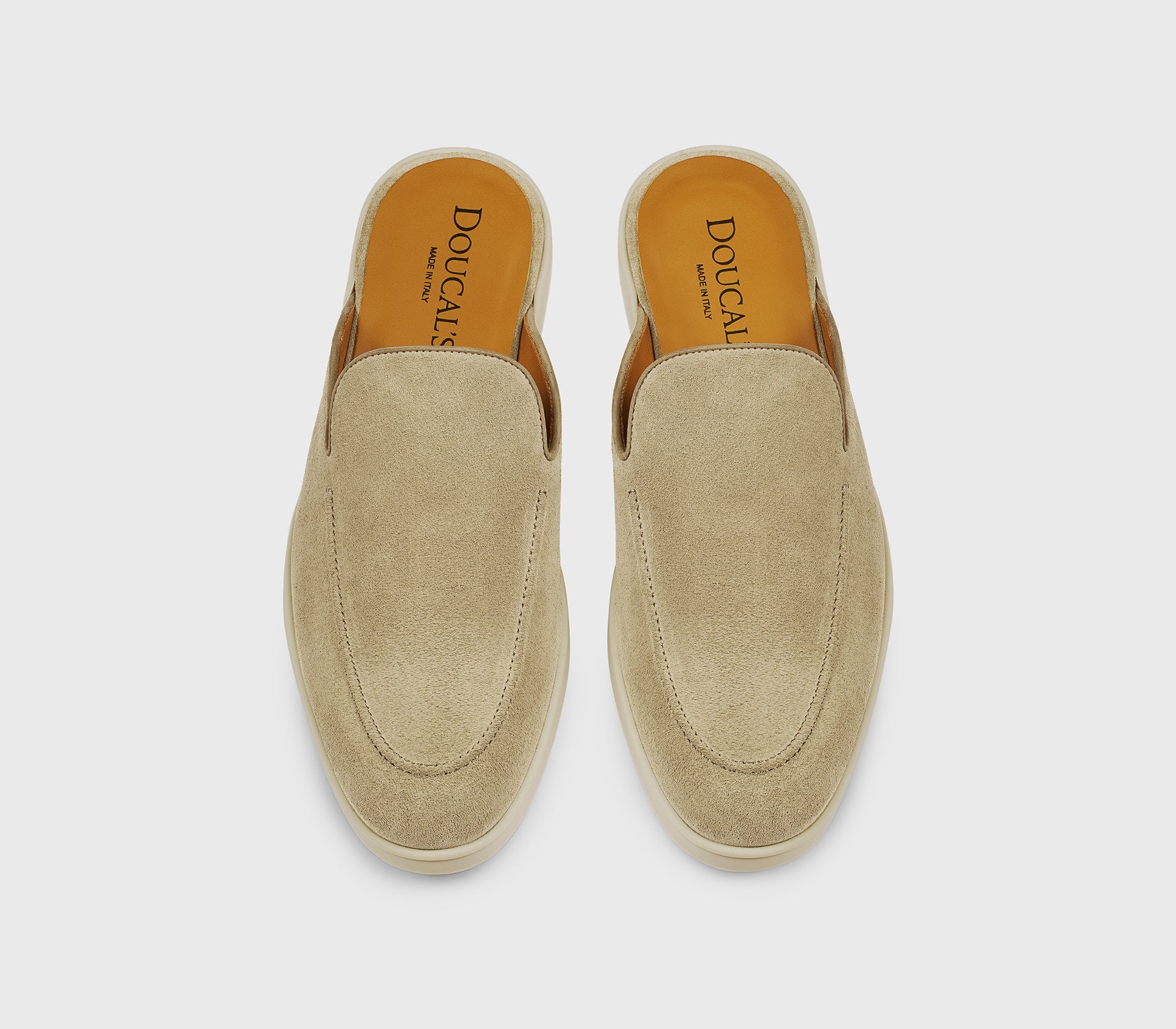 Sand-coloured suede mule