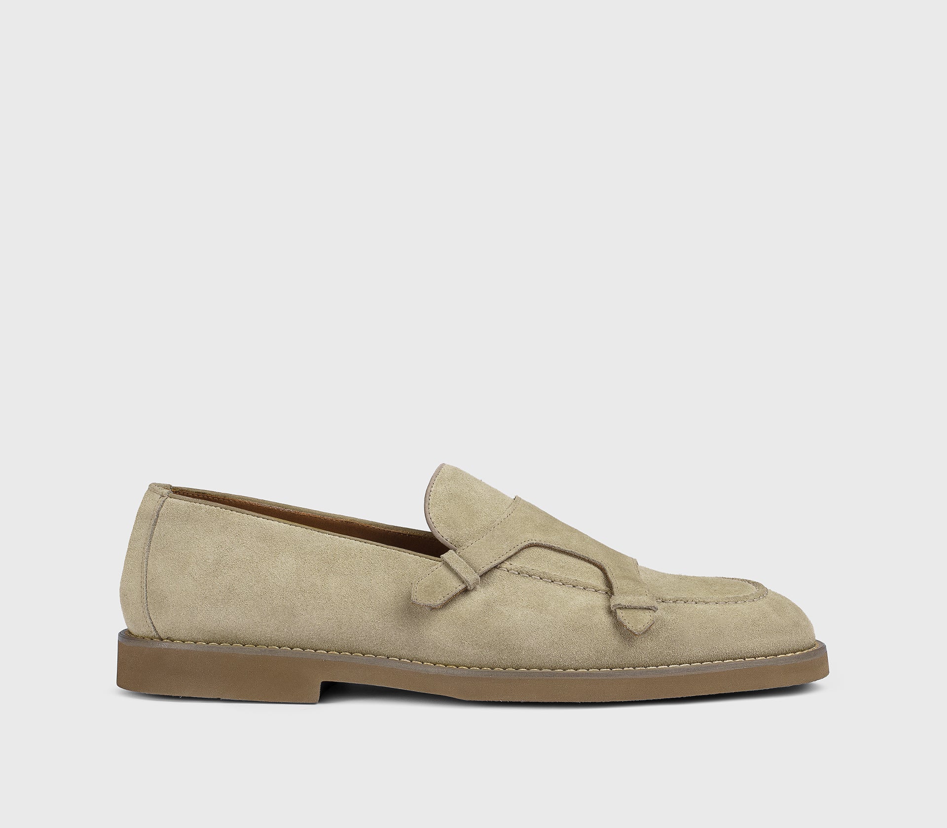Slip On Mocassini Beige Uomo Sand-coloured Suede Loafer With “loop