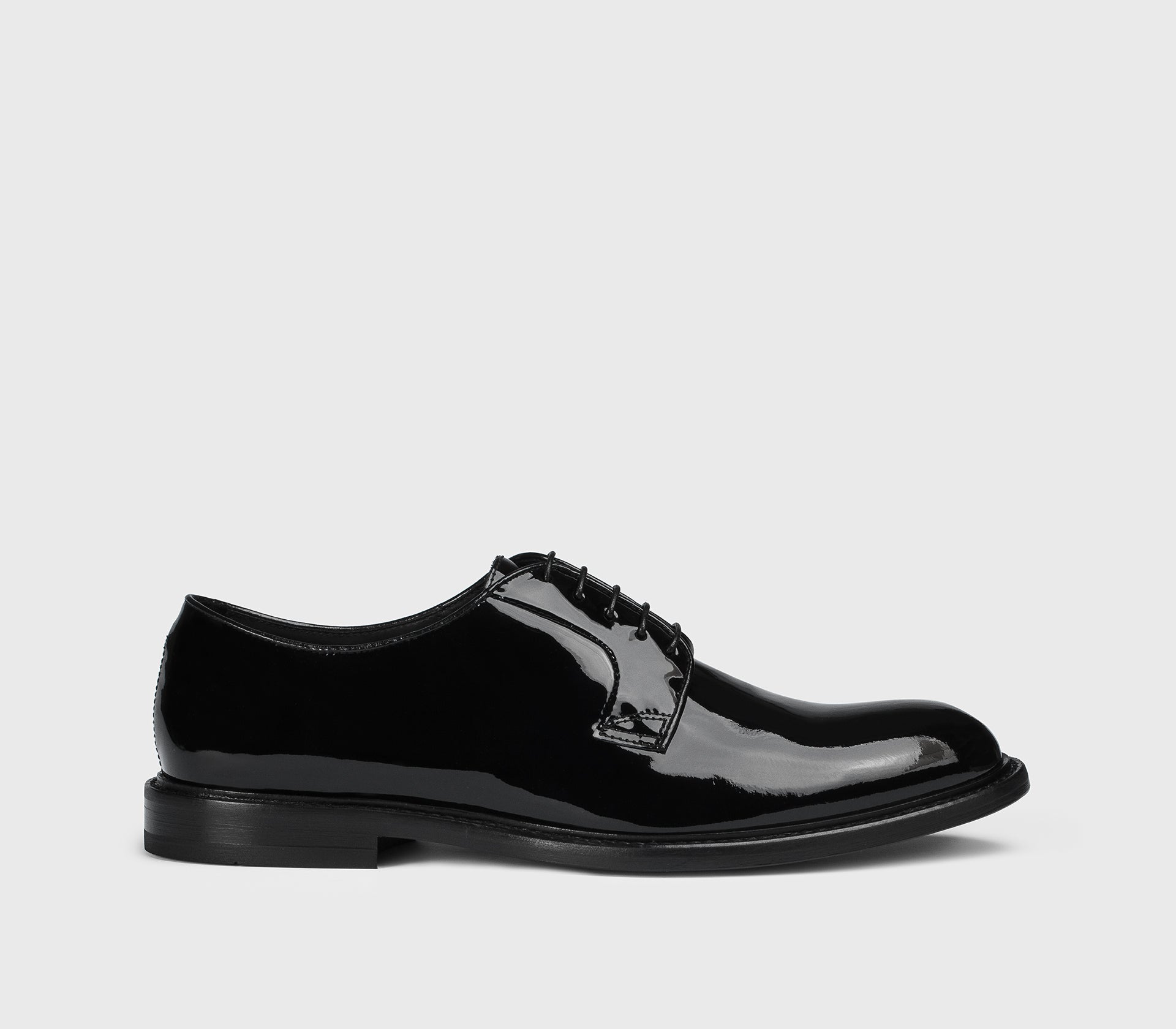 Black patent leather lace-up