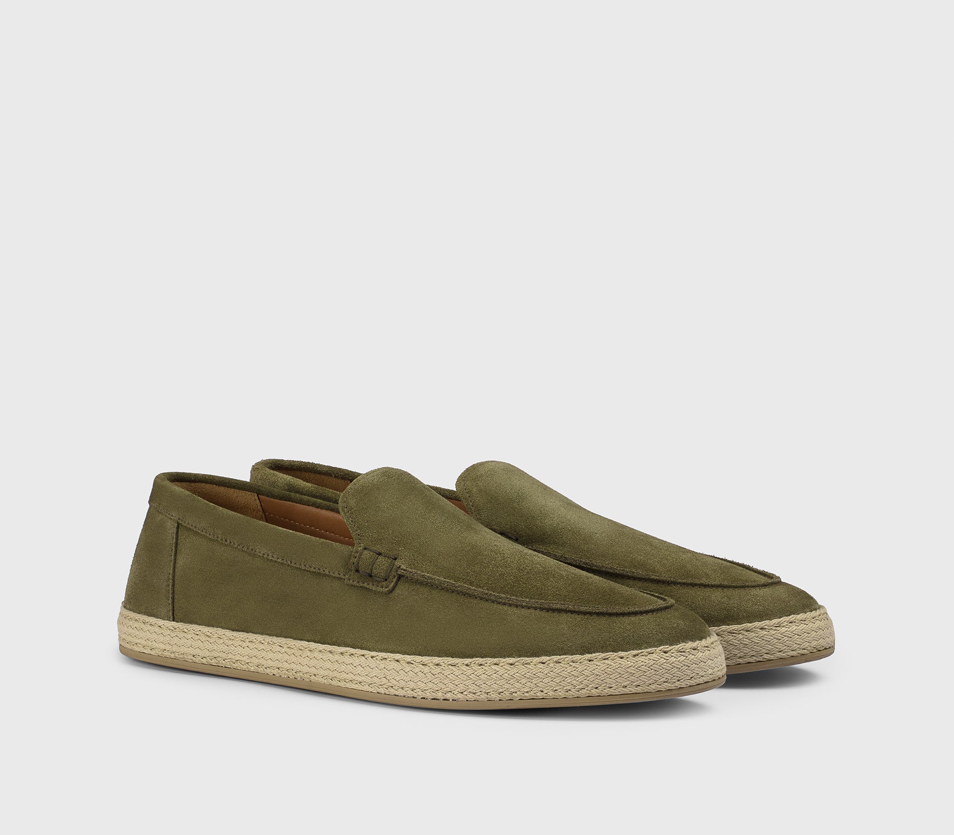 Green suede espadrilles