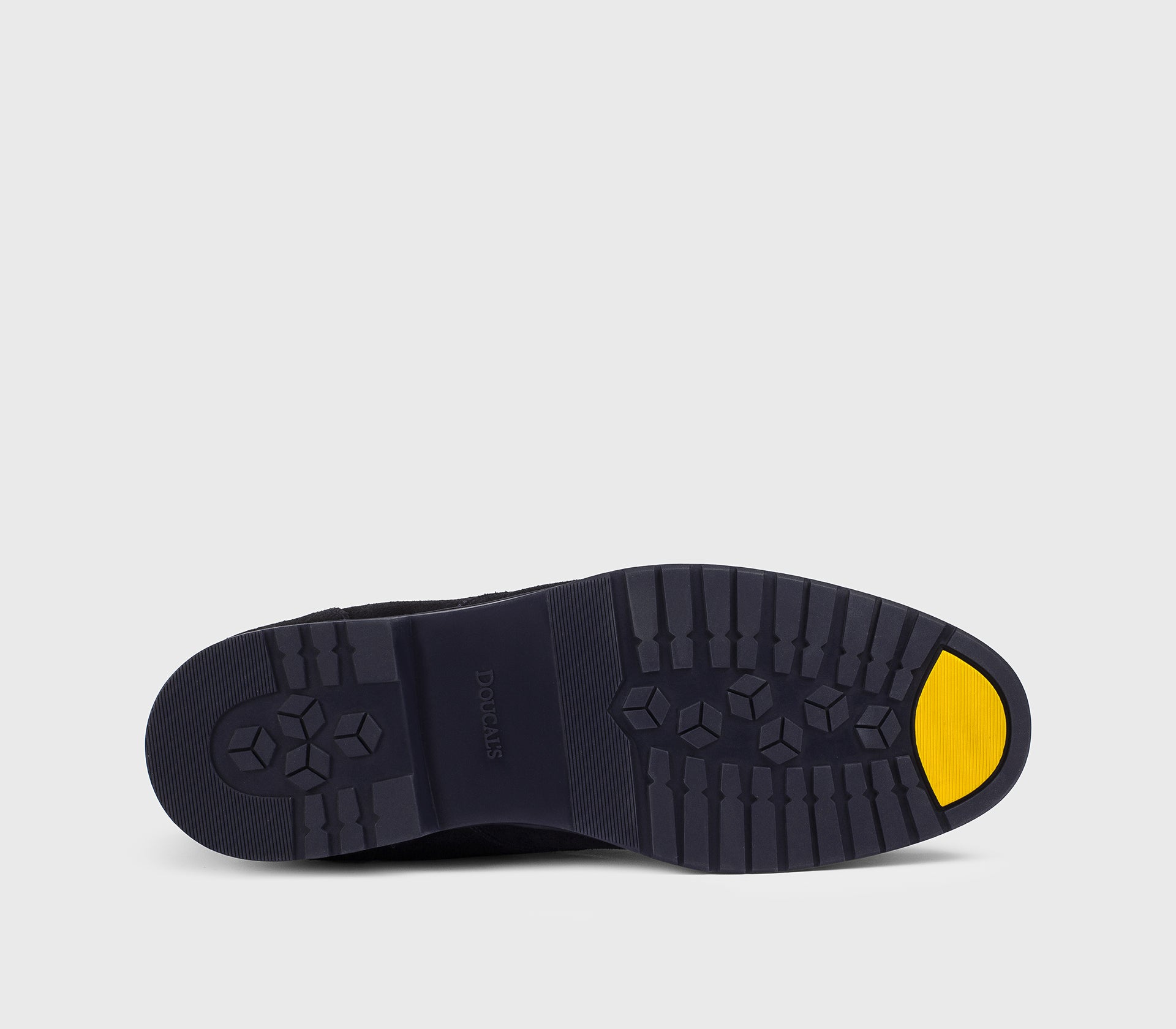 Blue suede desert boot with sheepskin lining