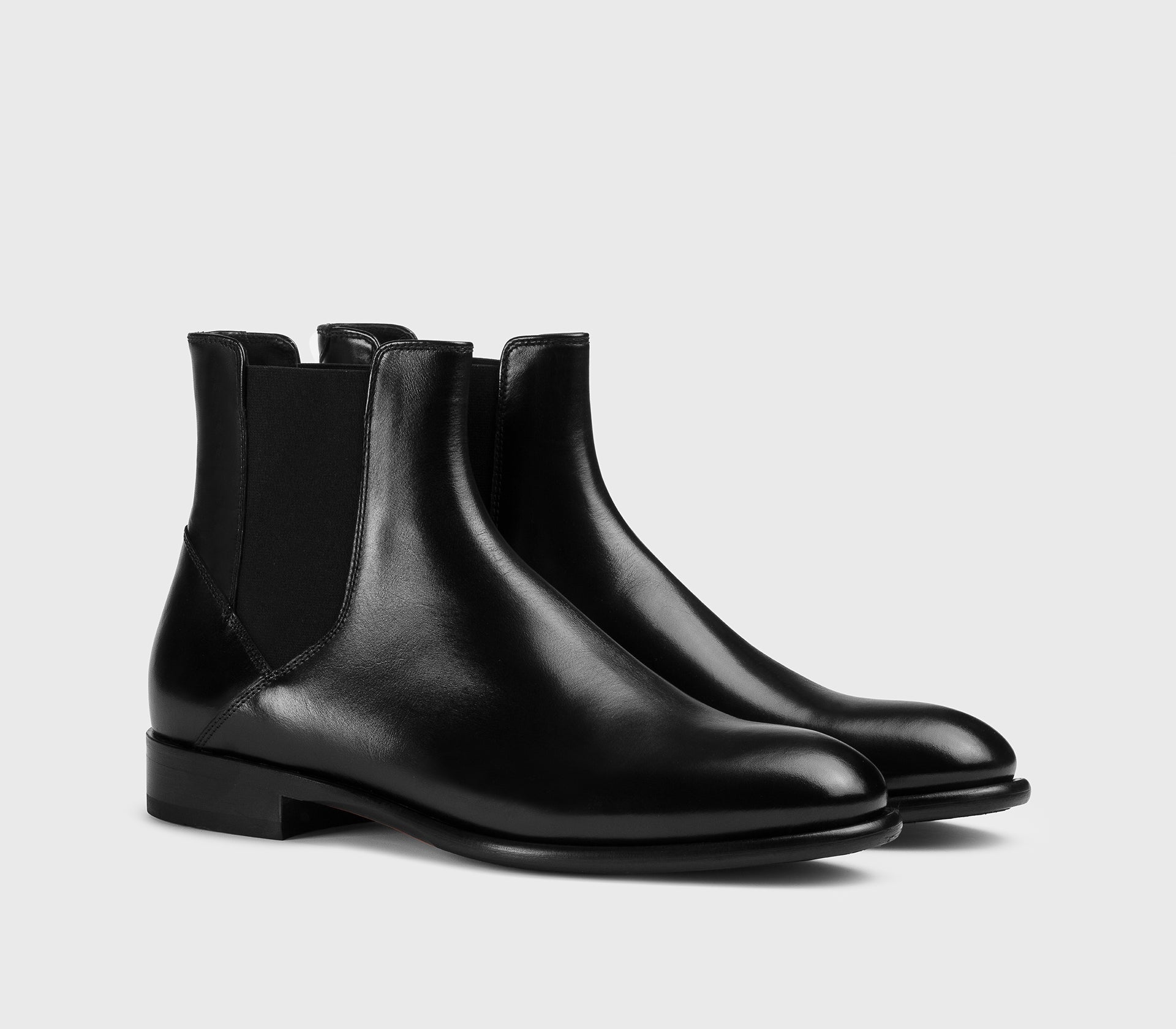 Black leather ankle boot