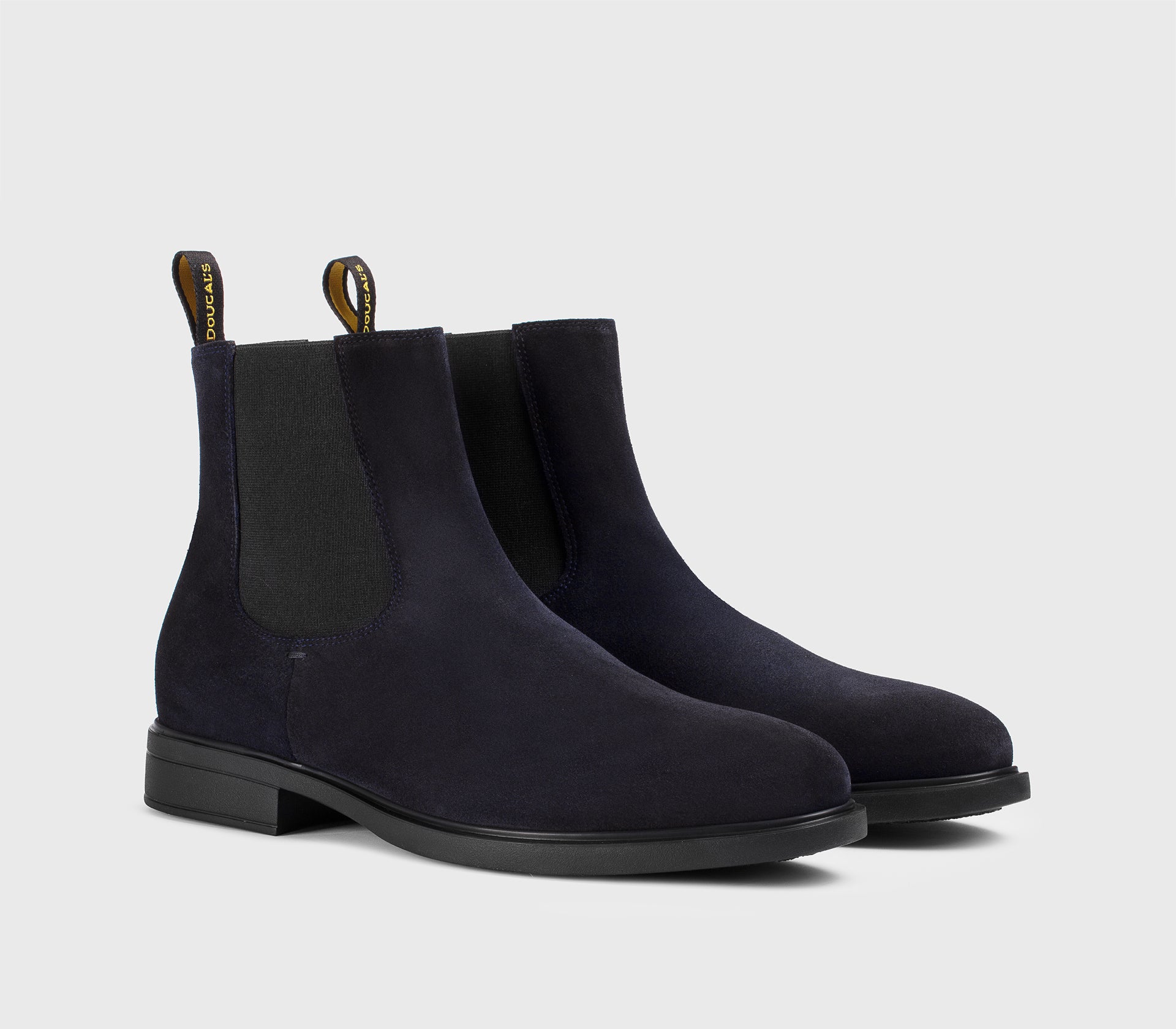 Blue suede ankle boot