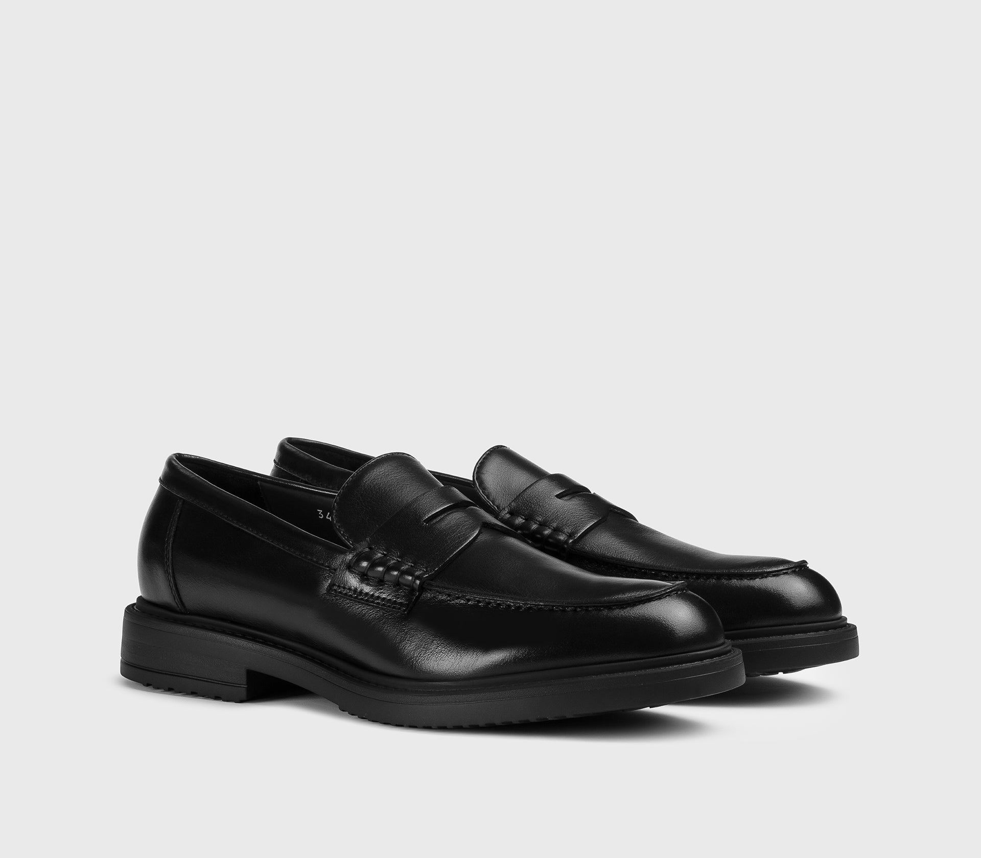 Black leather loafer