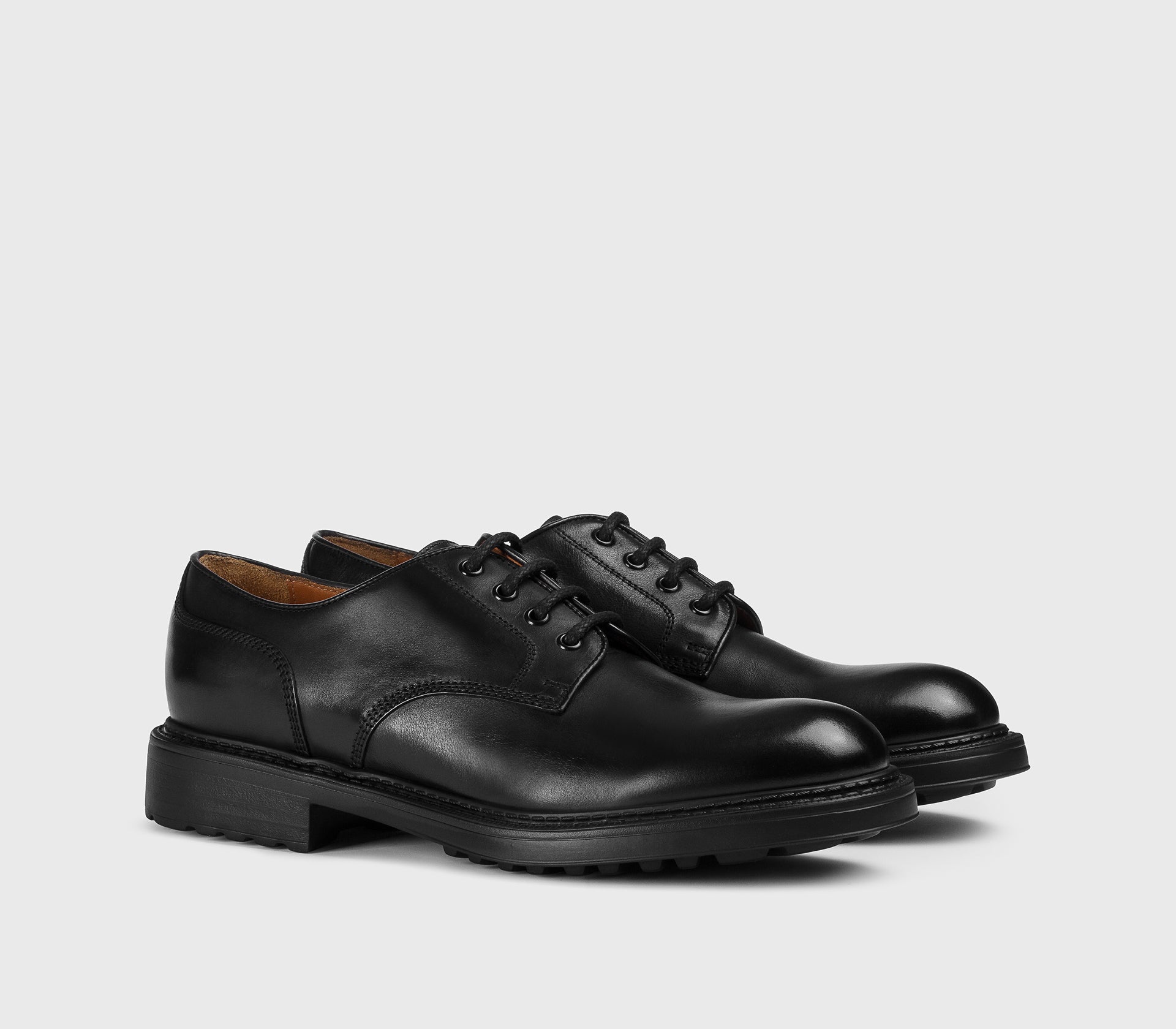 Black leather lace-up