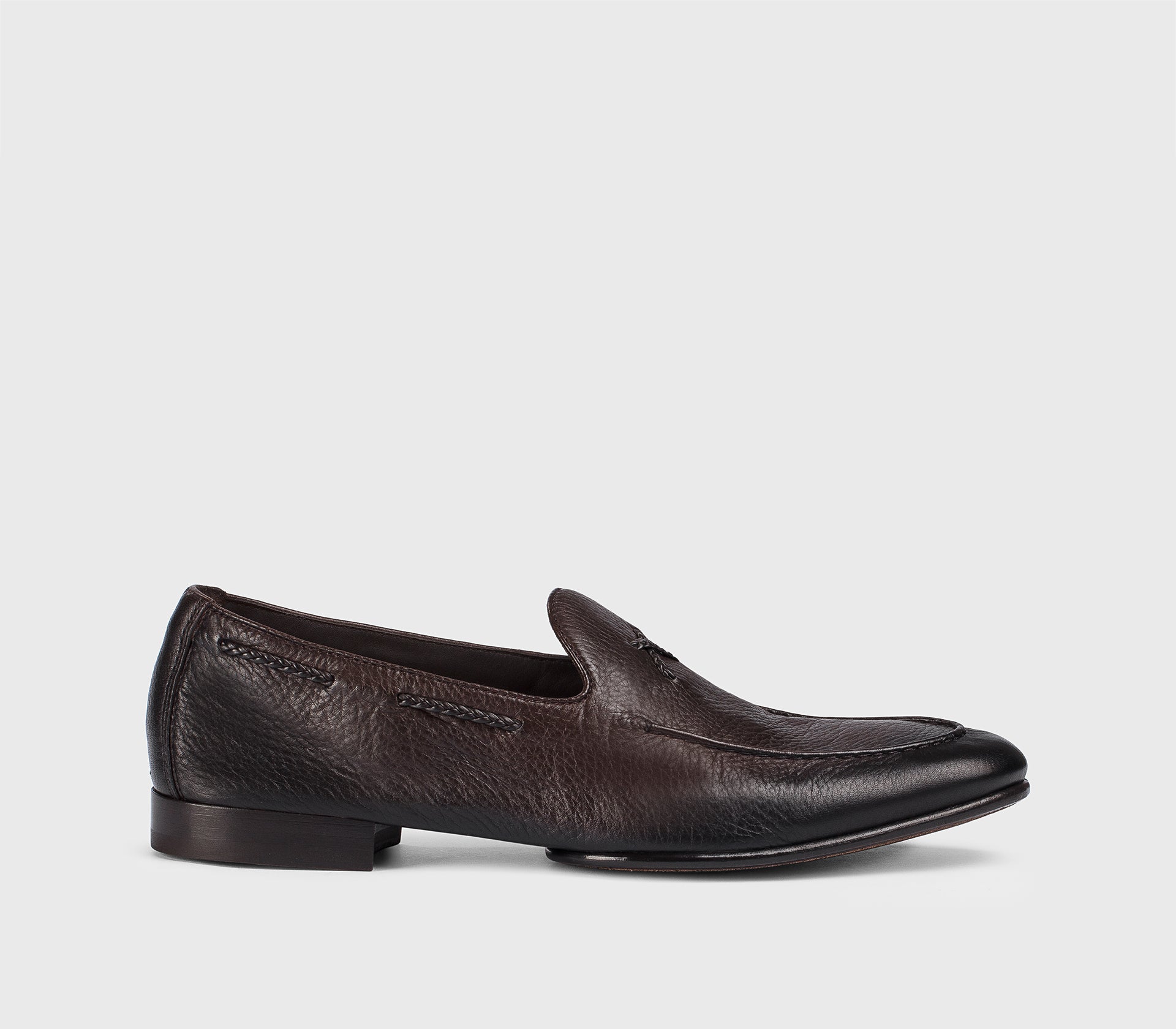 Dark brown deerskin loafer