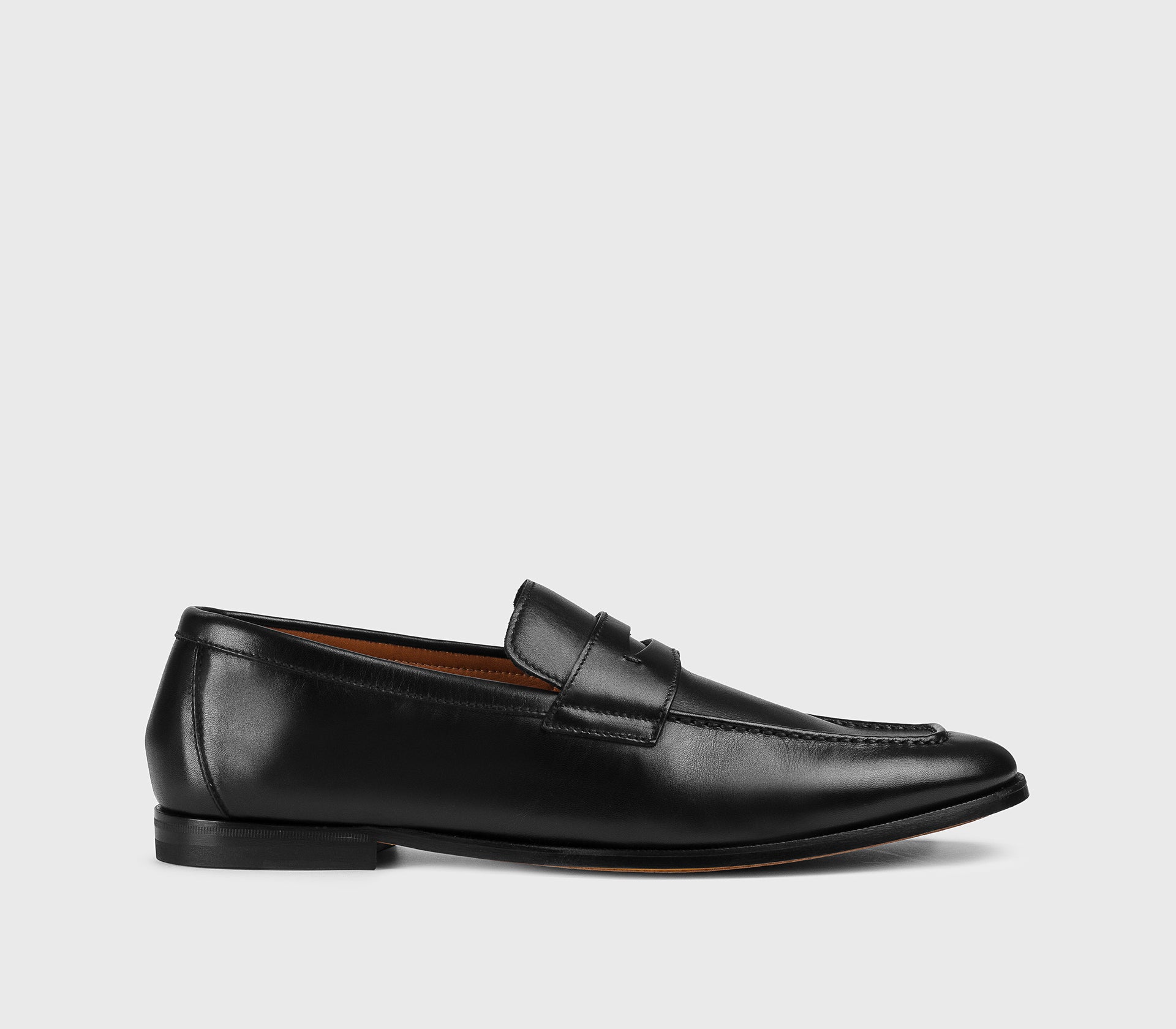 Black leather loafer