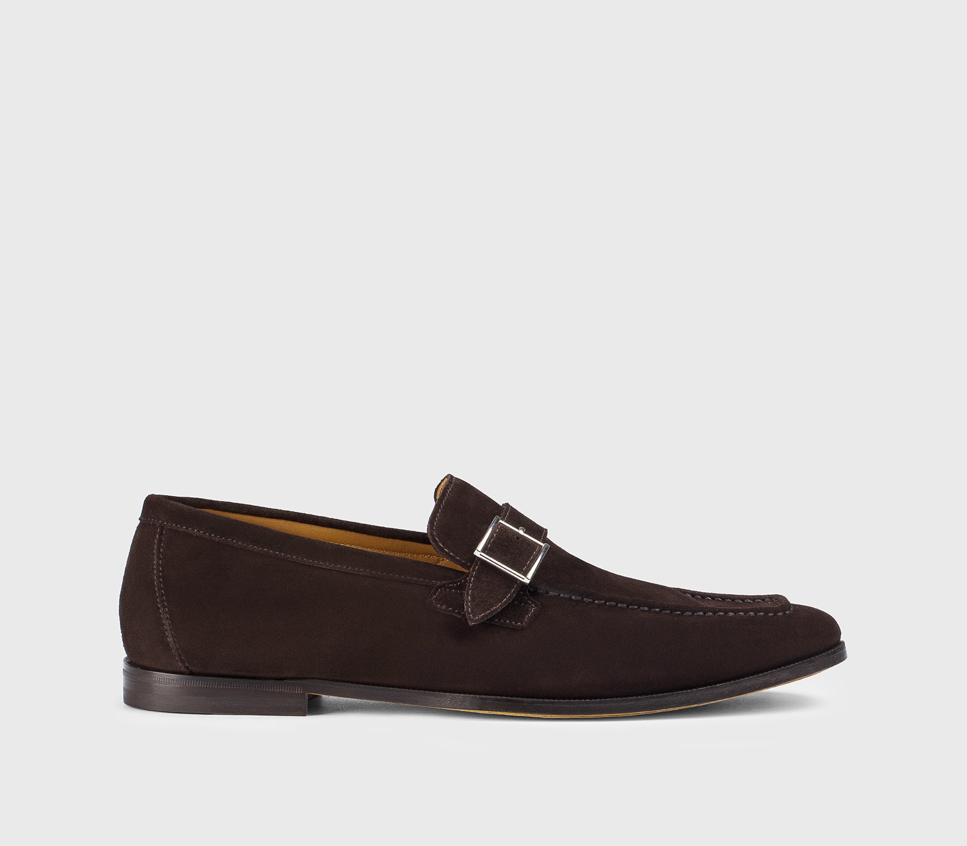 “Earth” brown suede single-buckle loafer