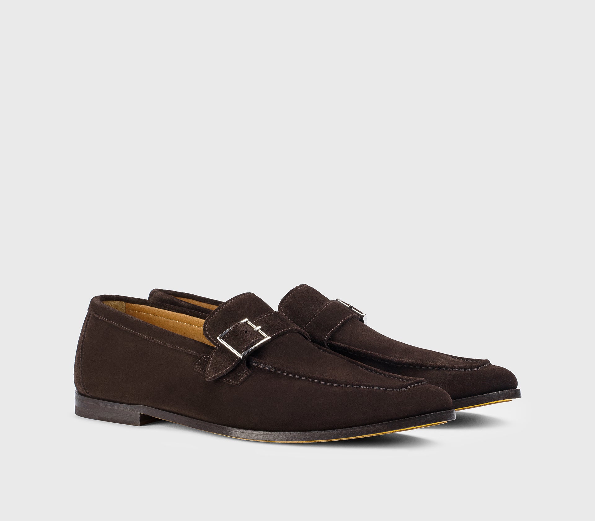 “Earth” brown suede single-buckle loafer