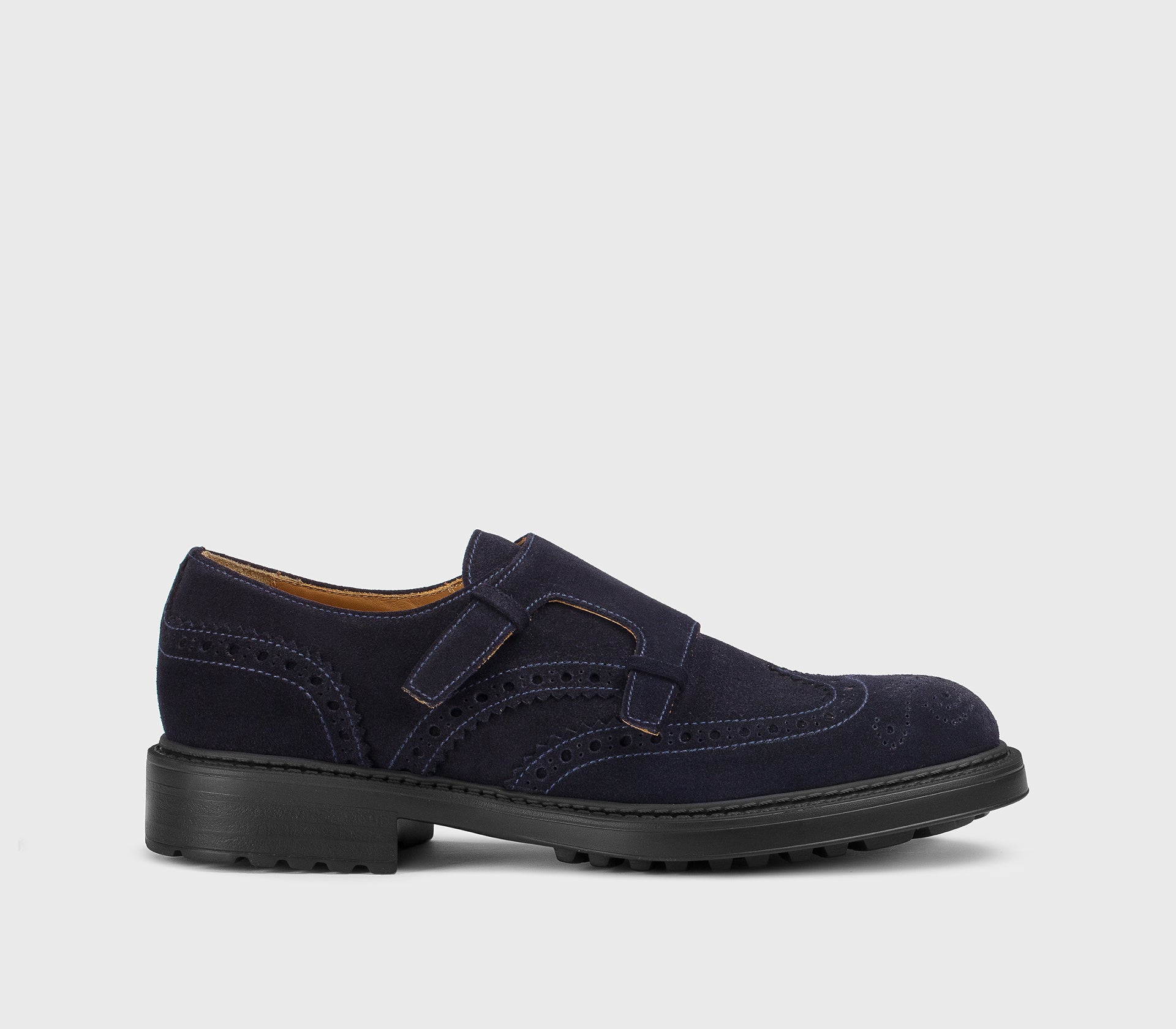 Men's blue suede double-buckle monk strap shoe - Doucal's