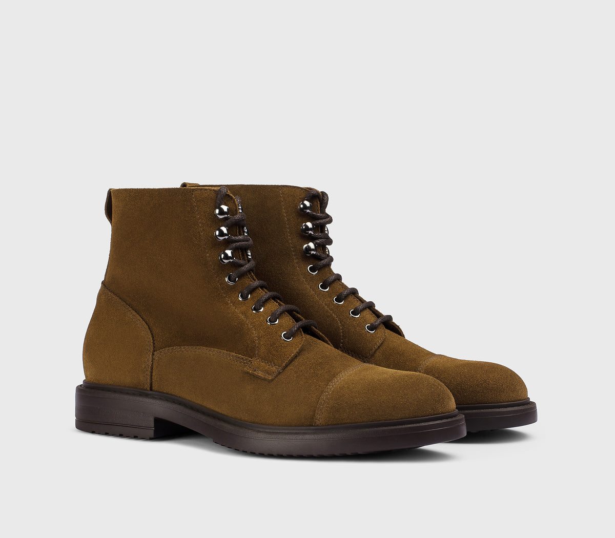 Bottine à lacets en daim marron tabac