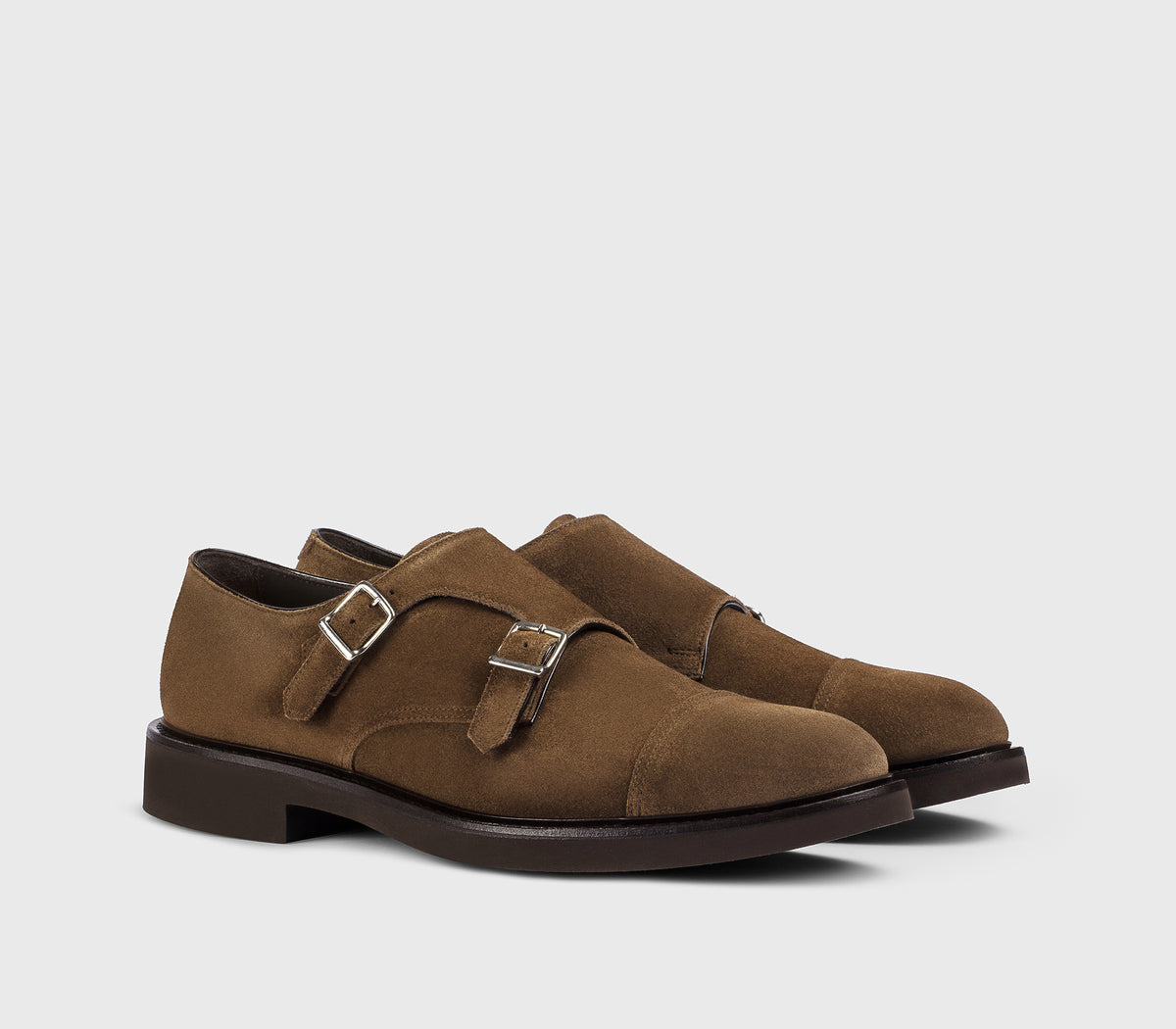 DU3581GENOUF009TC05 - Doppia fibbia in suede havana
