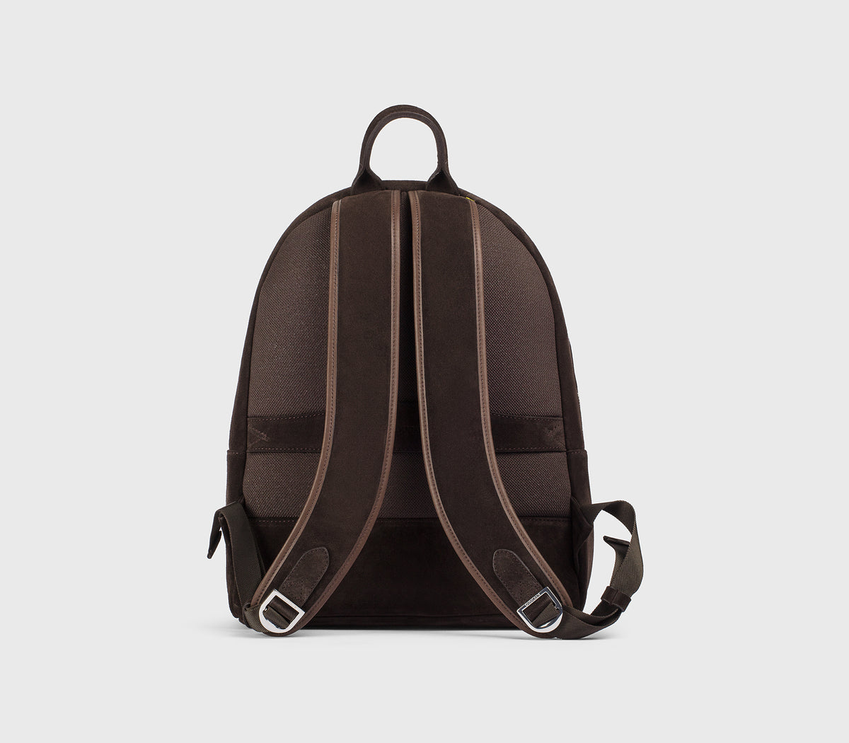 Rucksack aus erdbraunem Veloursleder und Leder