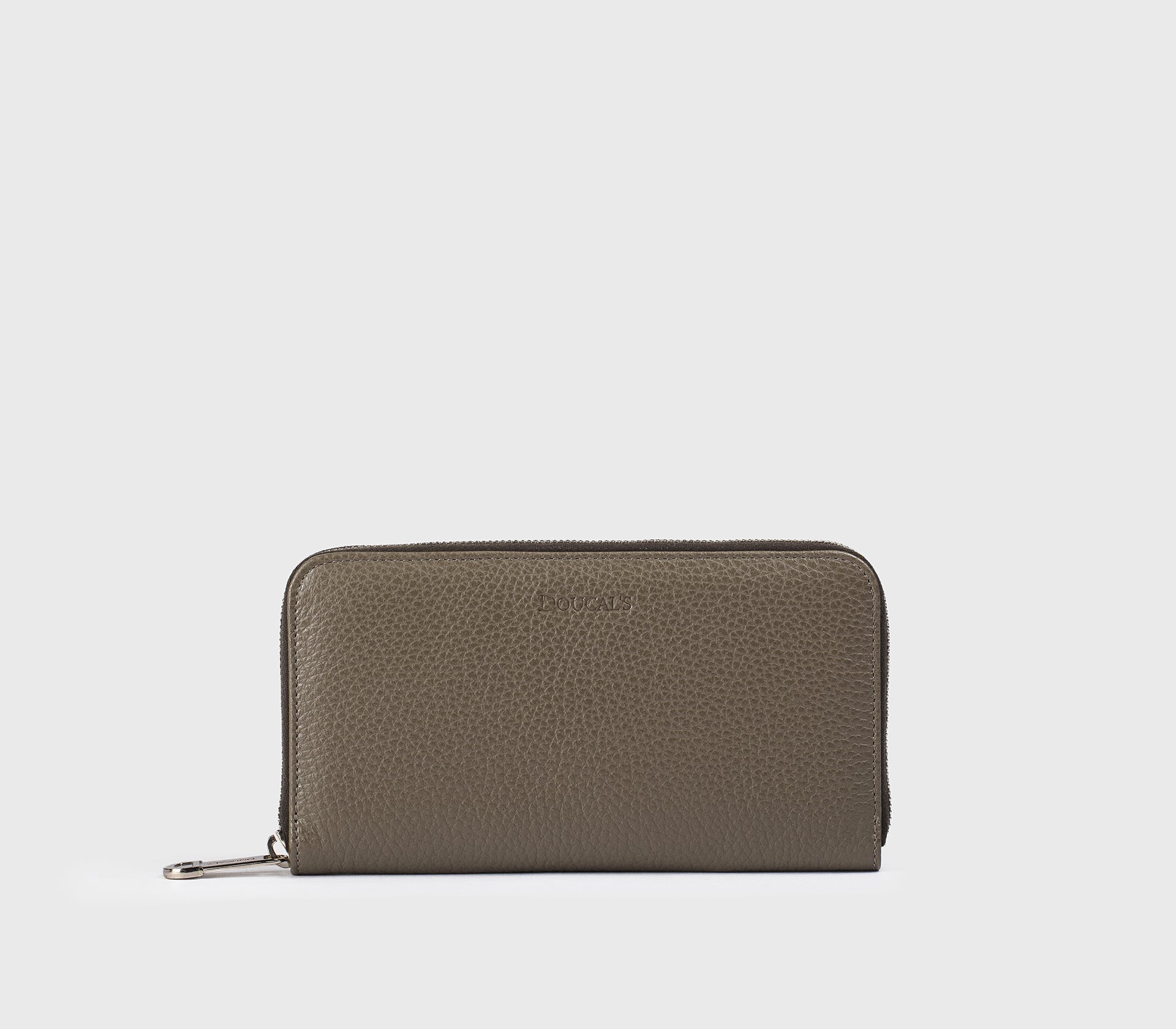 Tumbled leather zip-up wallet and coin pocket | mud - Doucal's