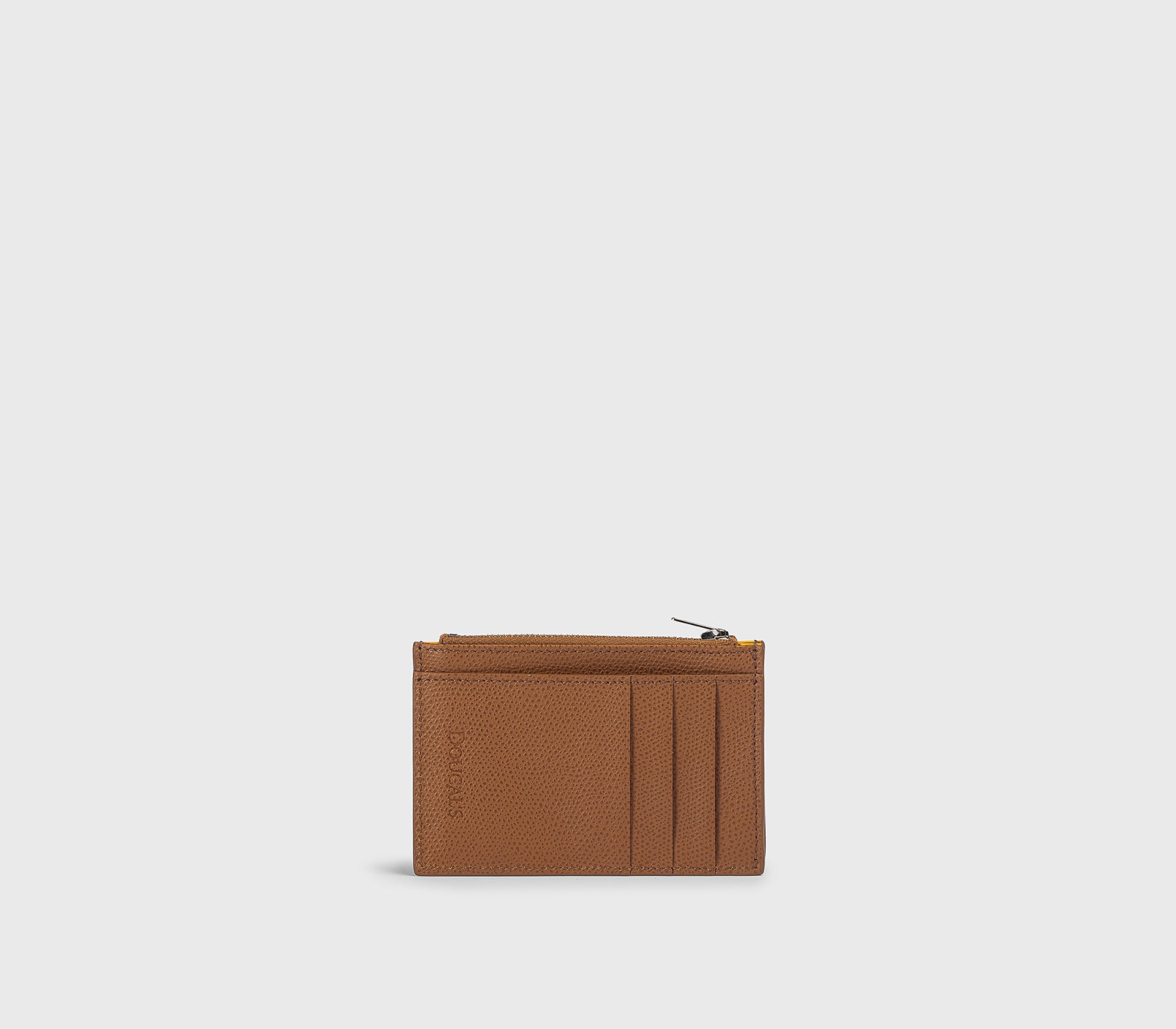 Brown Palmellato leather zip-up card holder