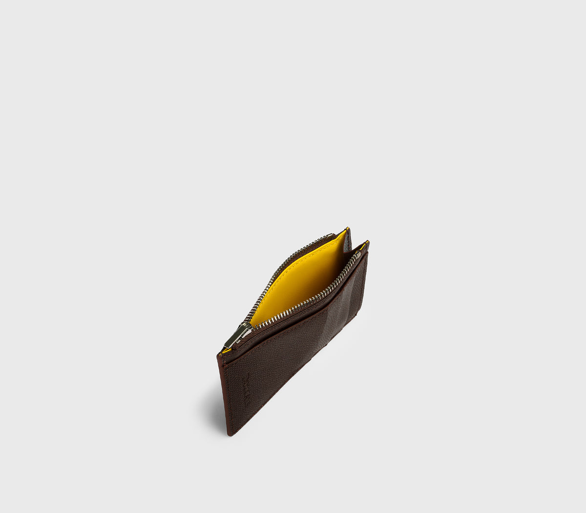 Porte-cartes zippé en cuir Palmellato marron