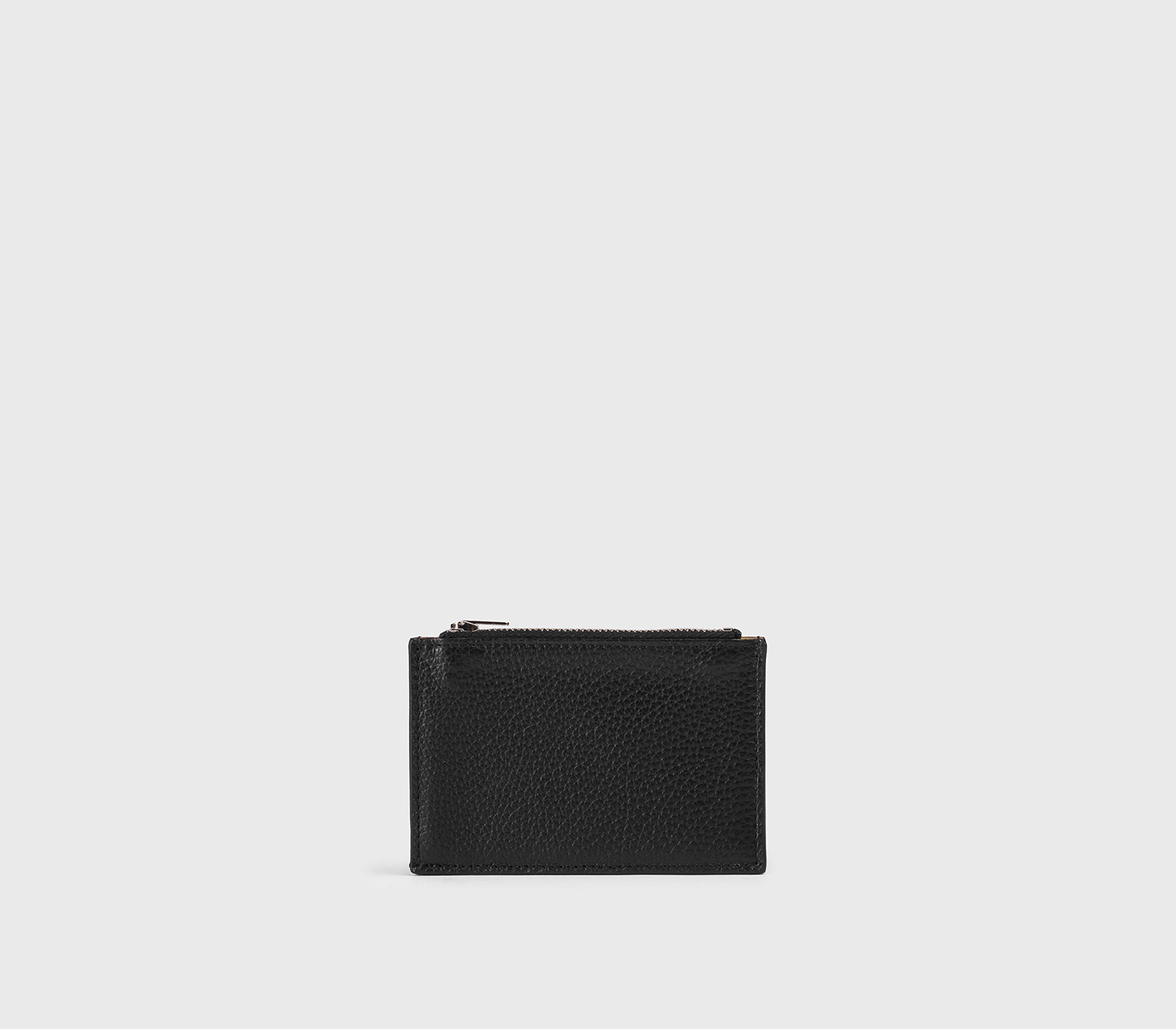 Porta carte con zip in pelle bottalata nero