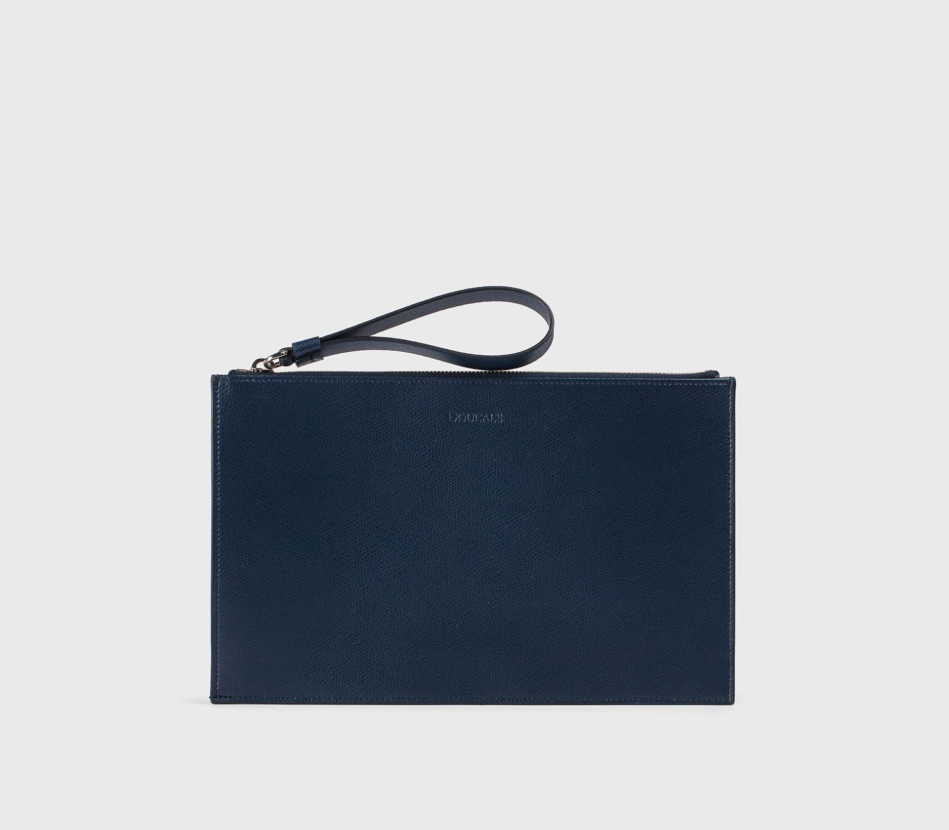 Navy Palmellato leather document pouch