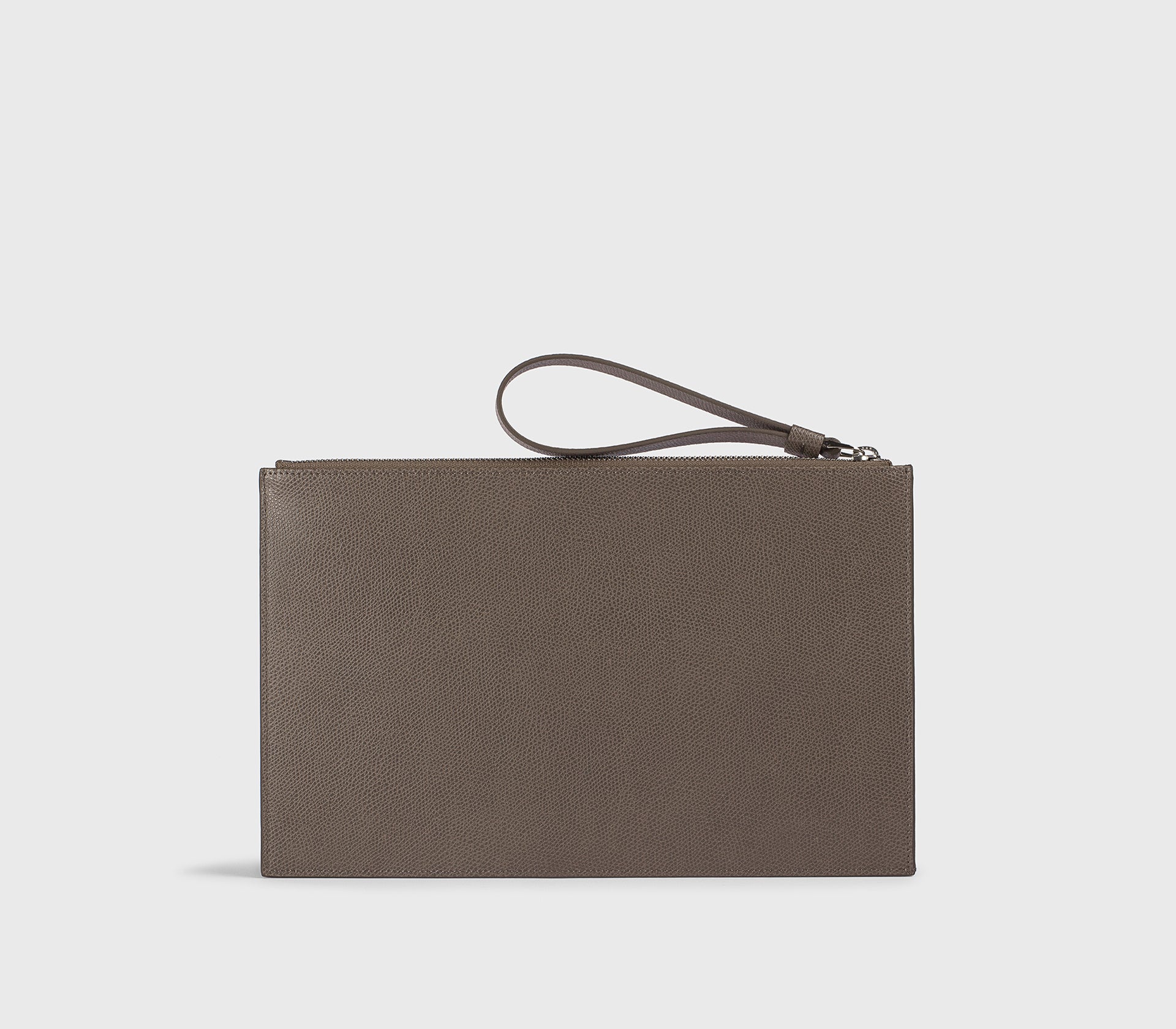 Pochette porta documenti in pelle palmellata taupe